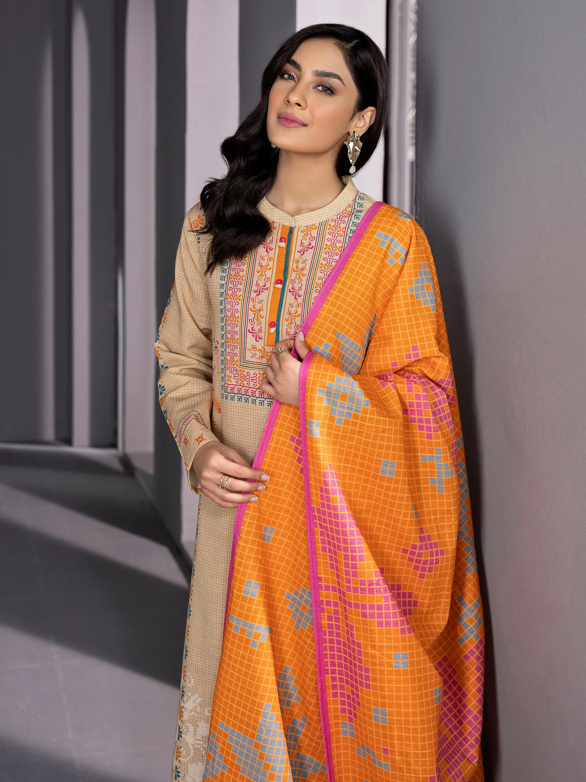 2 Piece Khaddar Suit-Printed (Unstitched)