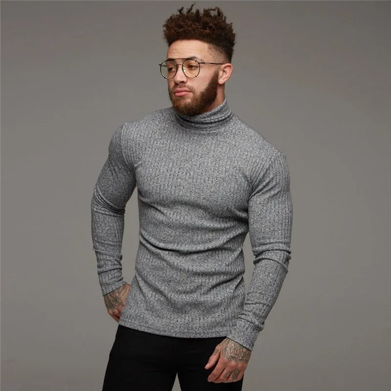 Advbridge Autumn Winter Fashion Turtleneck Mens Thin Sweaters Casual Roll Neck Solid Warm Slim Fit Sweaters Men Turtleneck Pullover Male