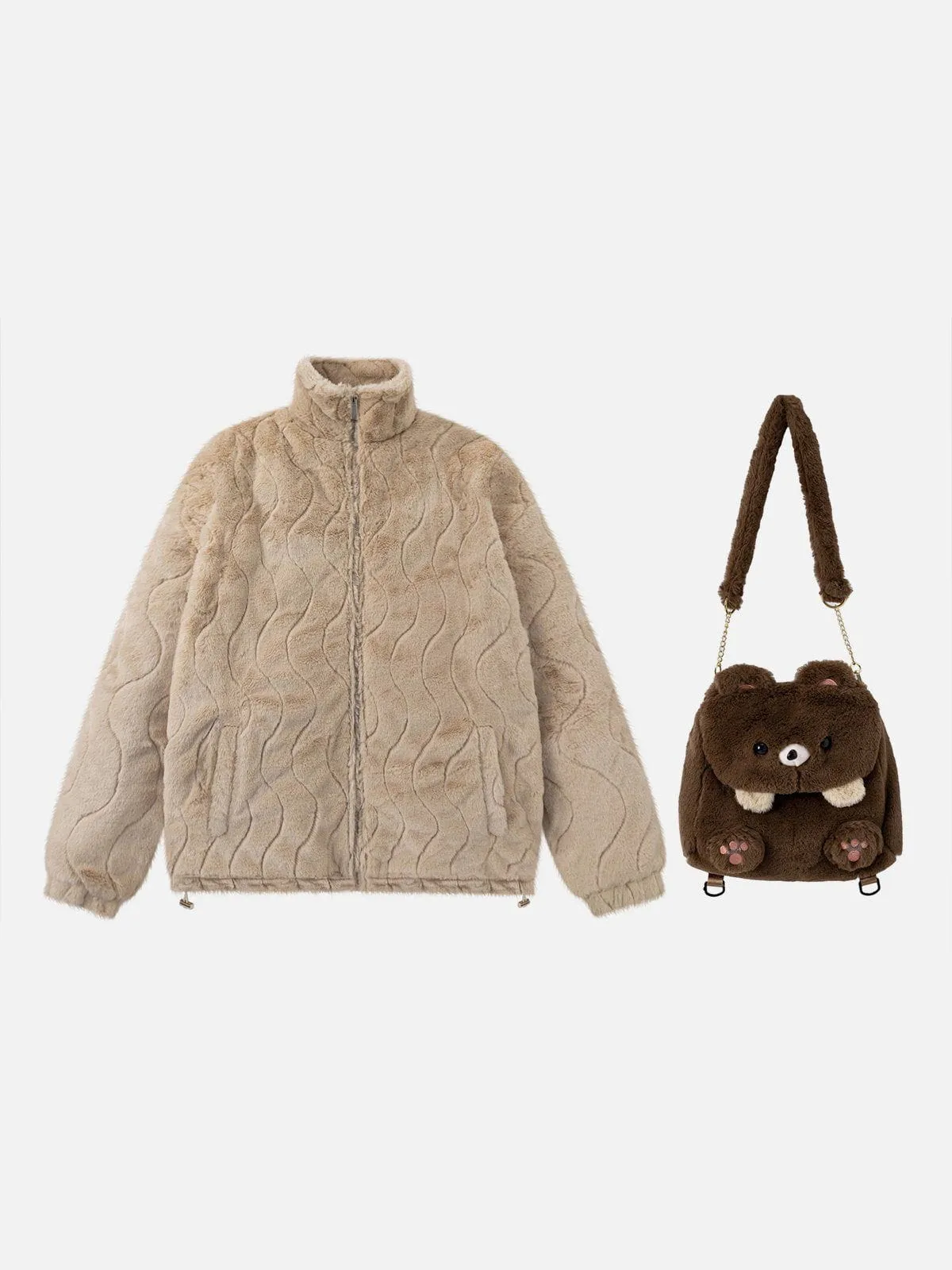 Aelfric Eden Cute Bear Bag Sherpa Coat