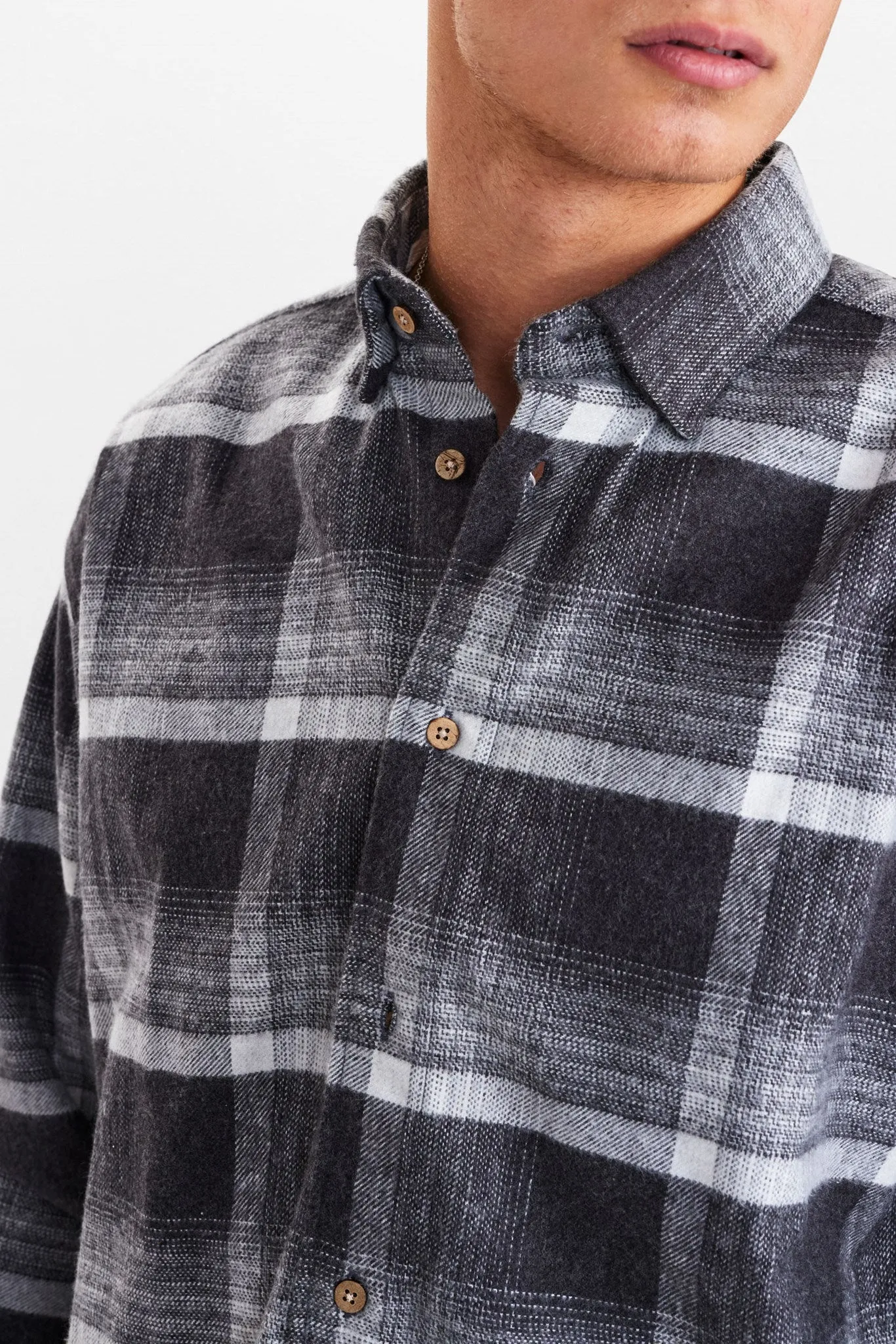 AKKARSTEN CHECKED OVERSHIRT - Dark grey mel