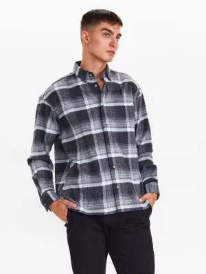 AKKARSTEN CHECKED OVERSHIRT - Dark grey mel