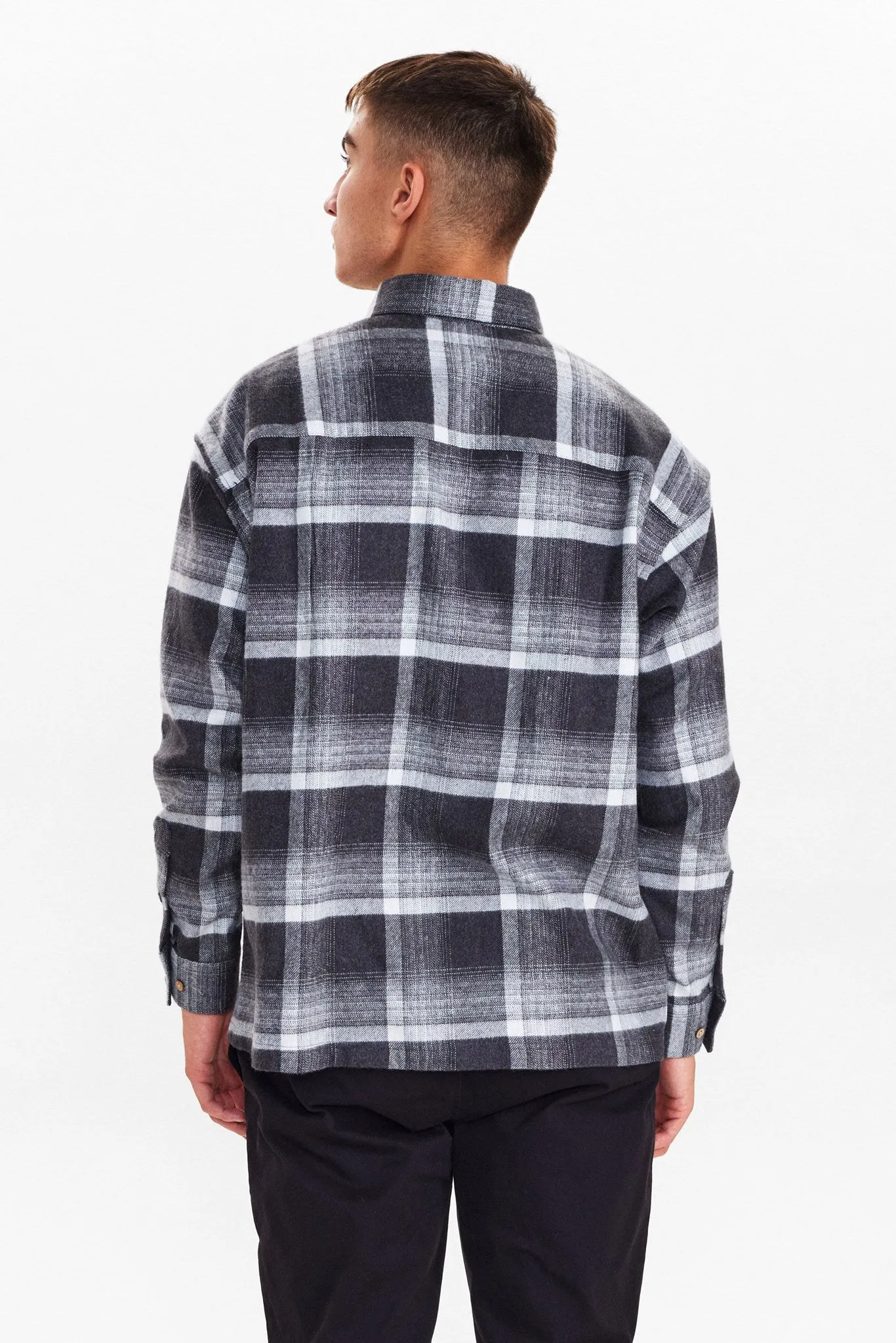 AKKARSTEN CHECKED OVERSHIRT - Dark grey mel