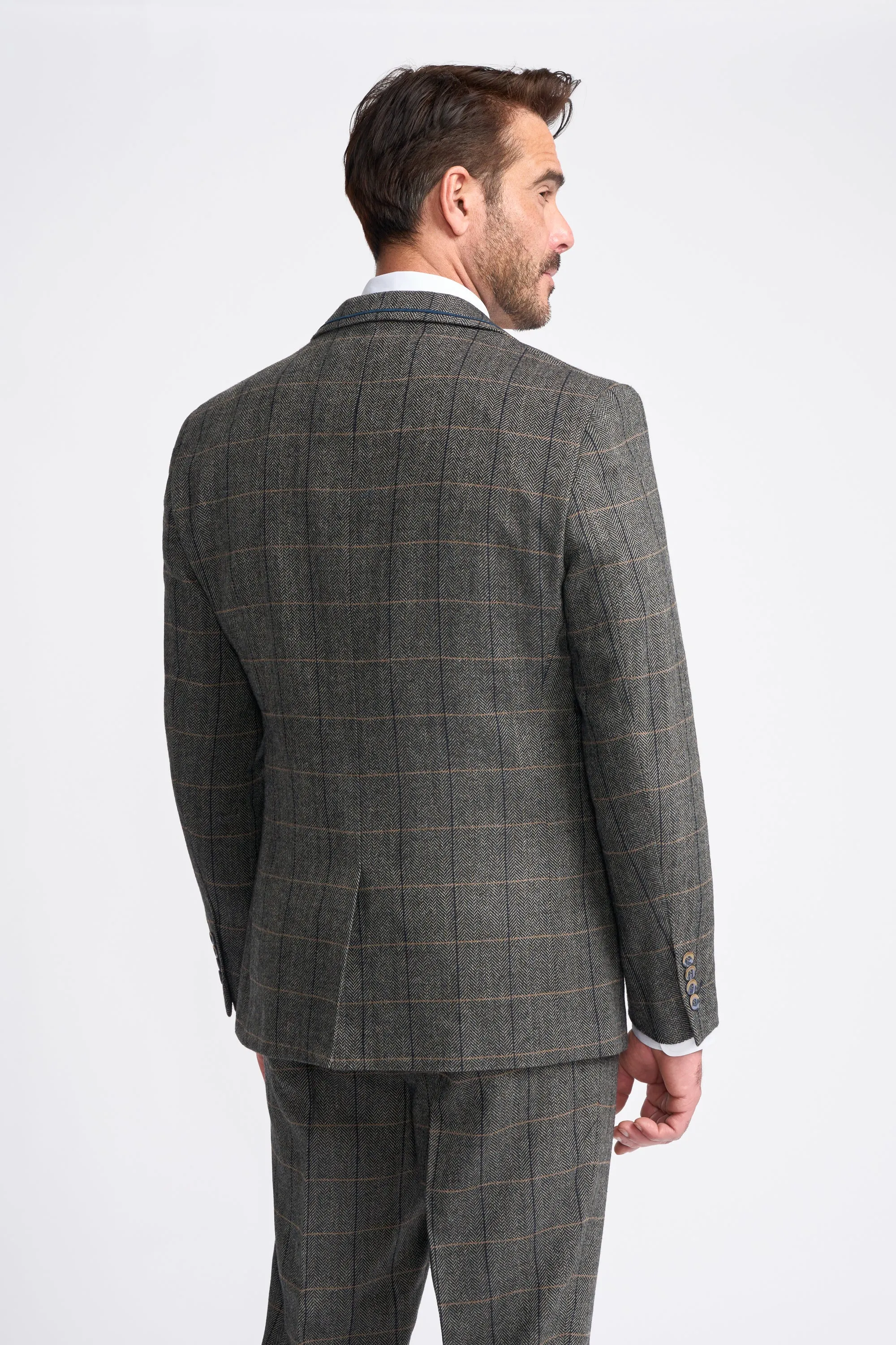 Albert Grey Long Tweed Three Piece Suit