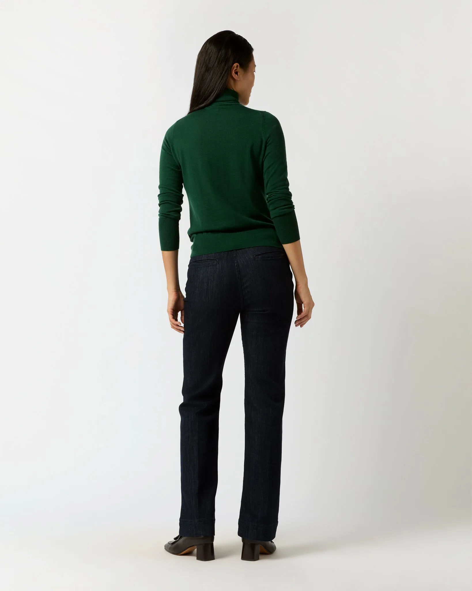 Alida Turtleneck Sweater in Bottle Green Cashmere