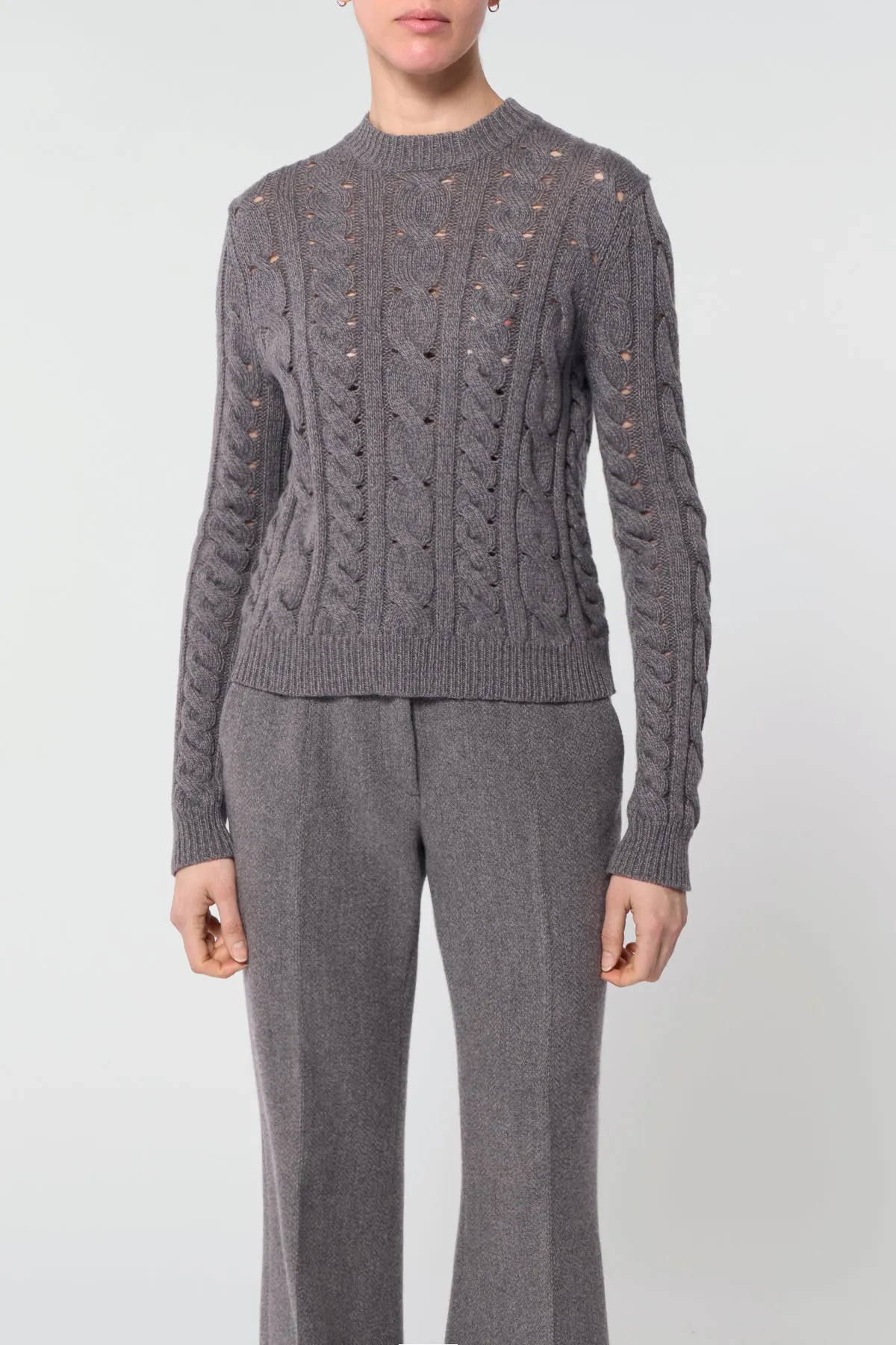 Anthea Knit Sweater in Dark Grey Multi Cashmere