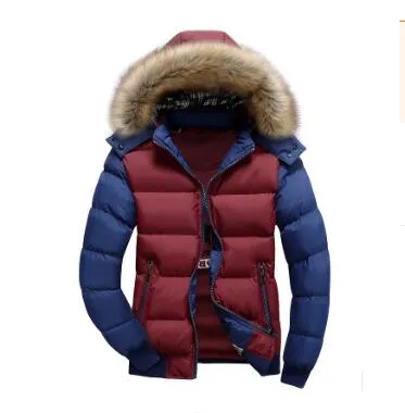 Ashore Shop Winter Mens Jacket with Faux Fur Collar Casual Patchwork Cotton Padded Hooded Parkas Coat men jackets brand clothing M-4XL