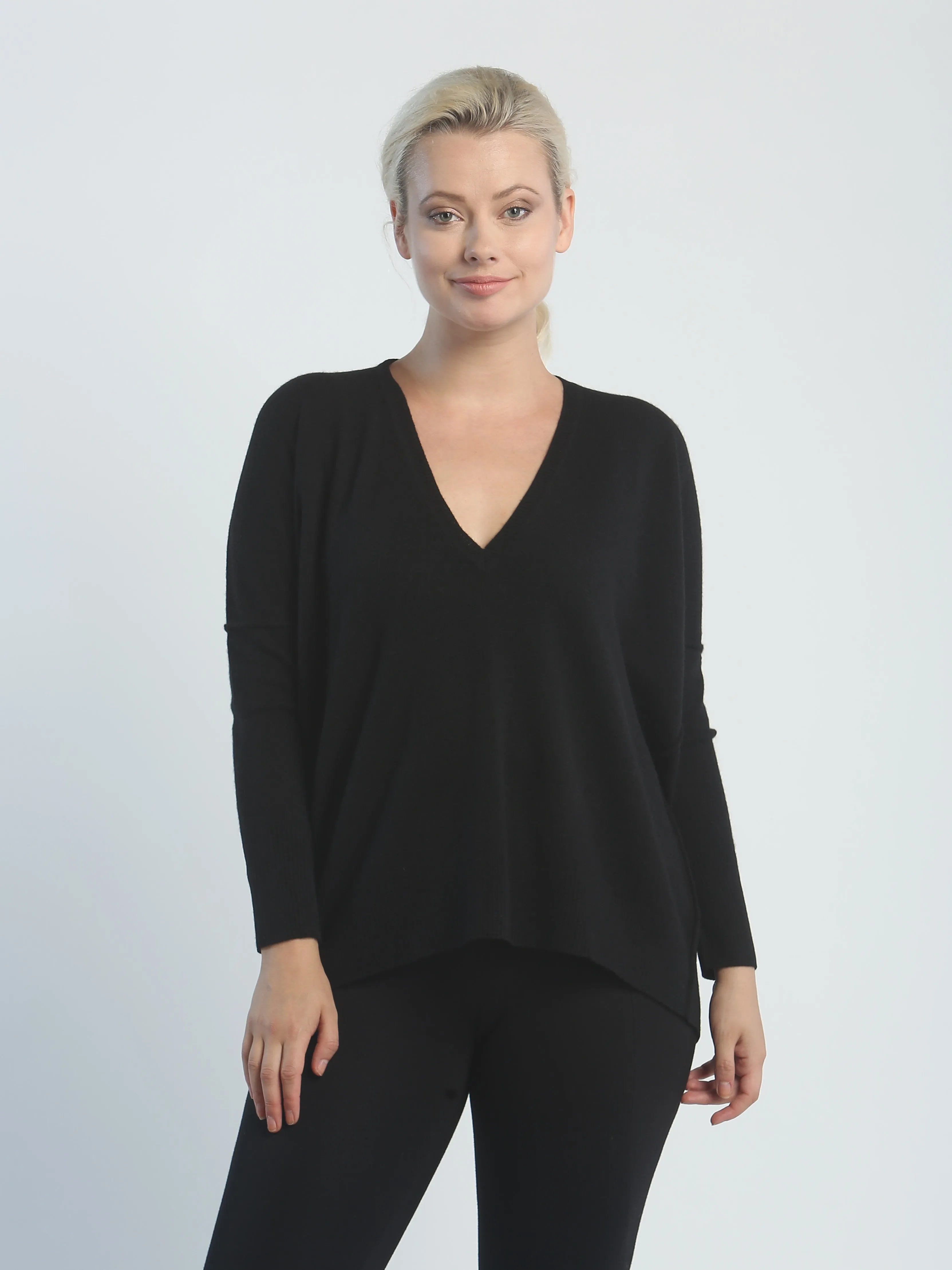 Batwing Pocket V Neck In Cashmere