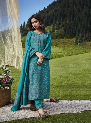 Belliza Woolen Pashmina Unstitched Winter Suits for Women