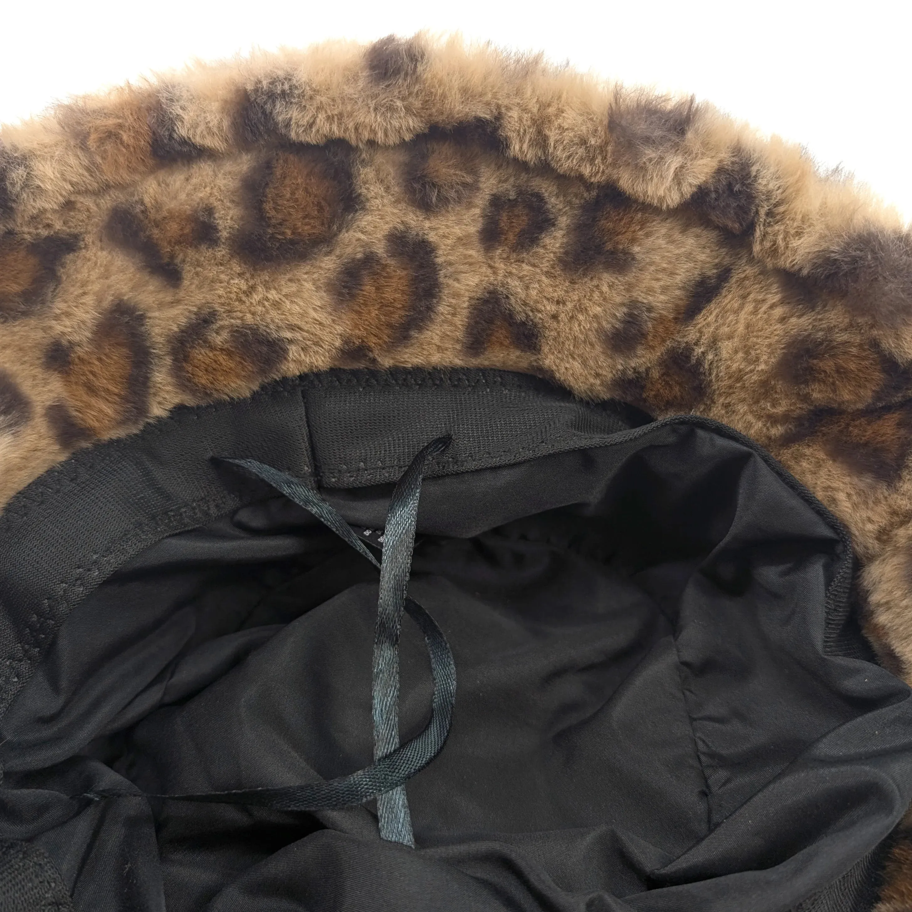 Black Ginger Animal Print Faux Fur Bucket Hat - 800-679