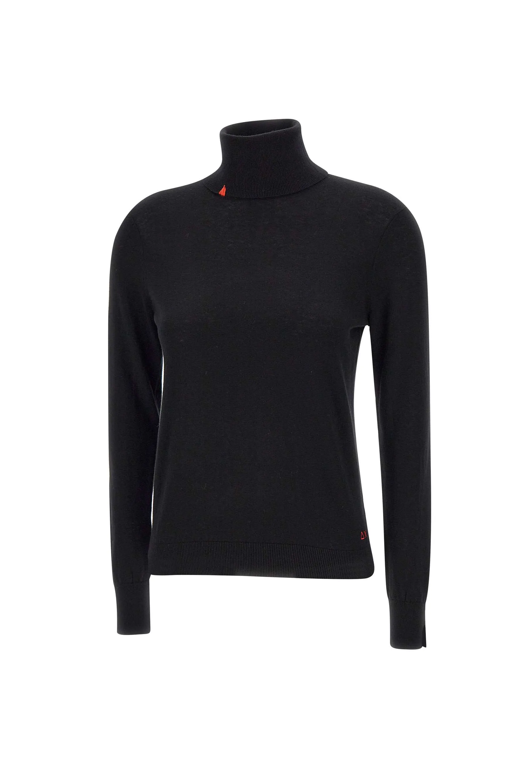 Black Turtleneck Wool and Cotton Sweater