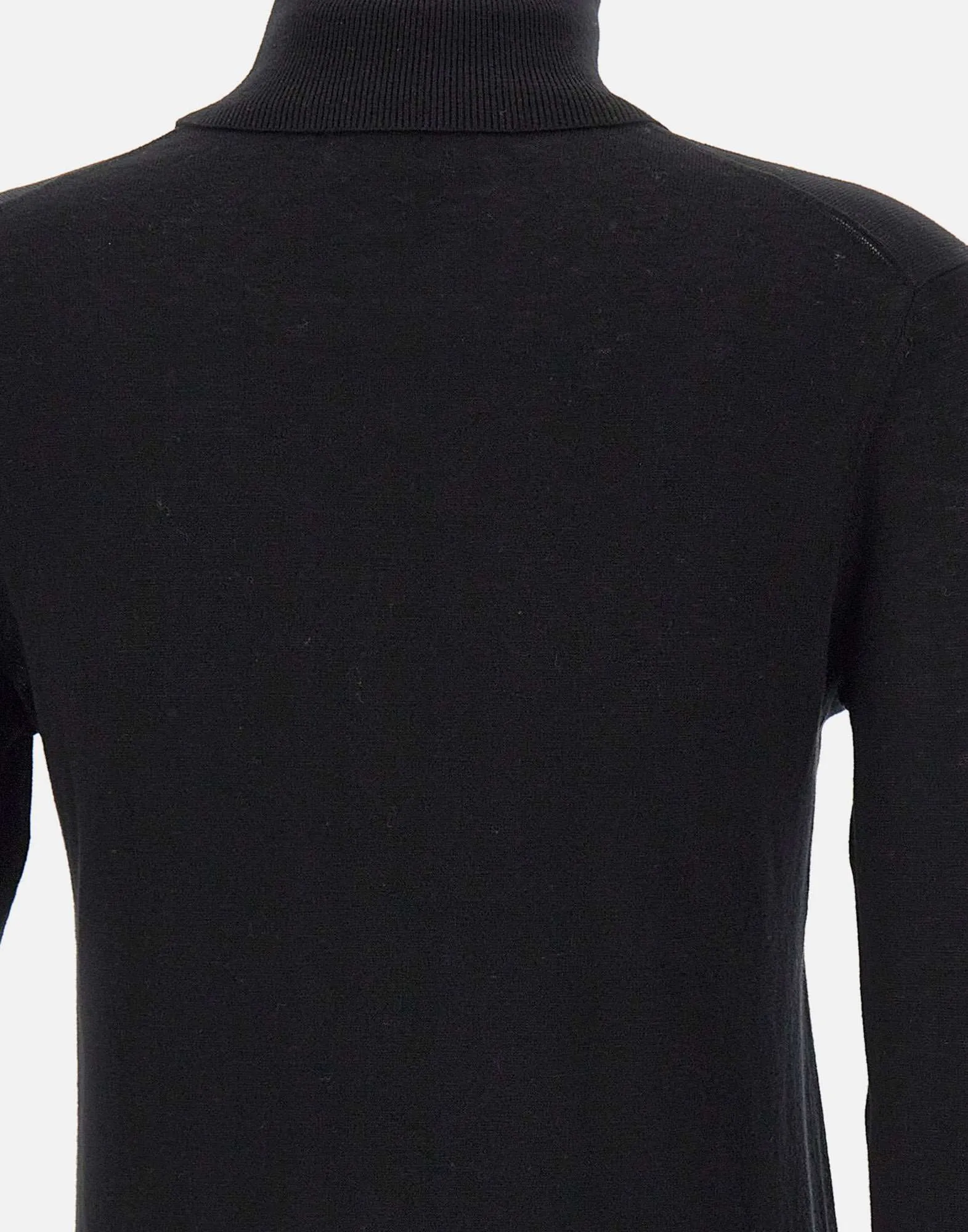 Black Turtleneck Wool and Cotton Sweater