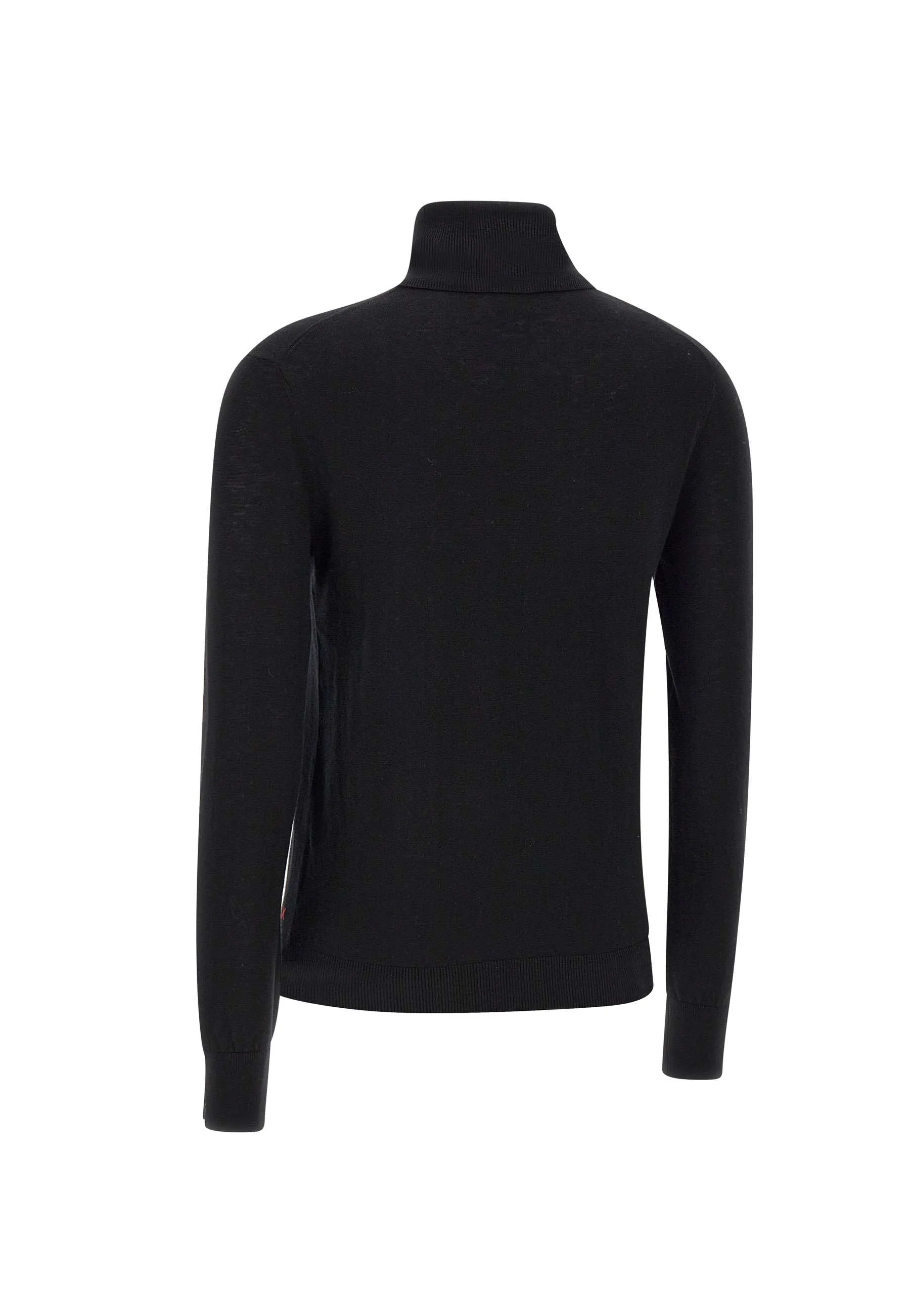 Black Turtleneck Wool and Cotton Sweater