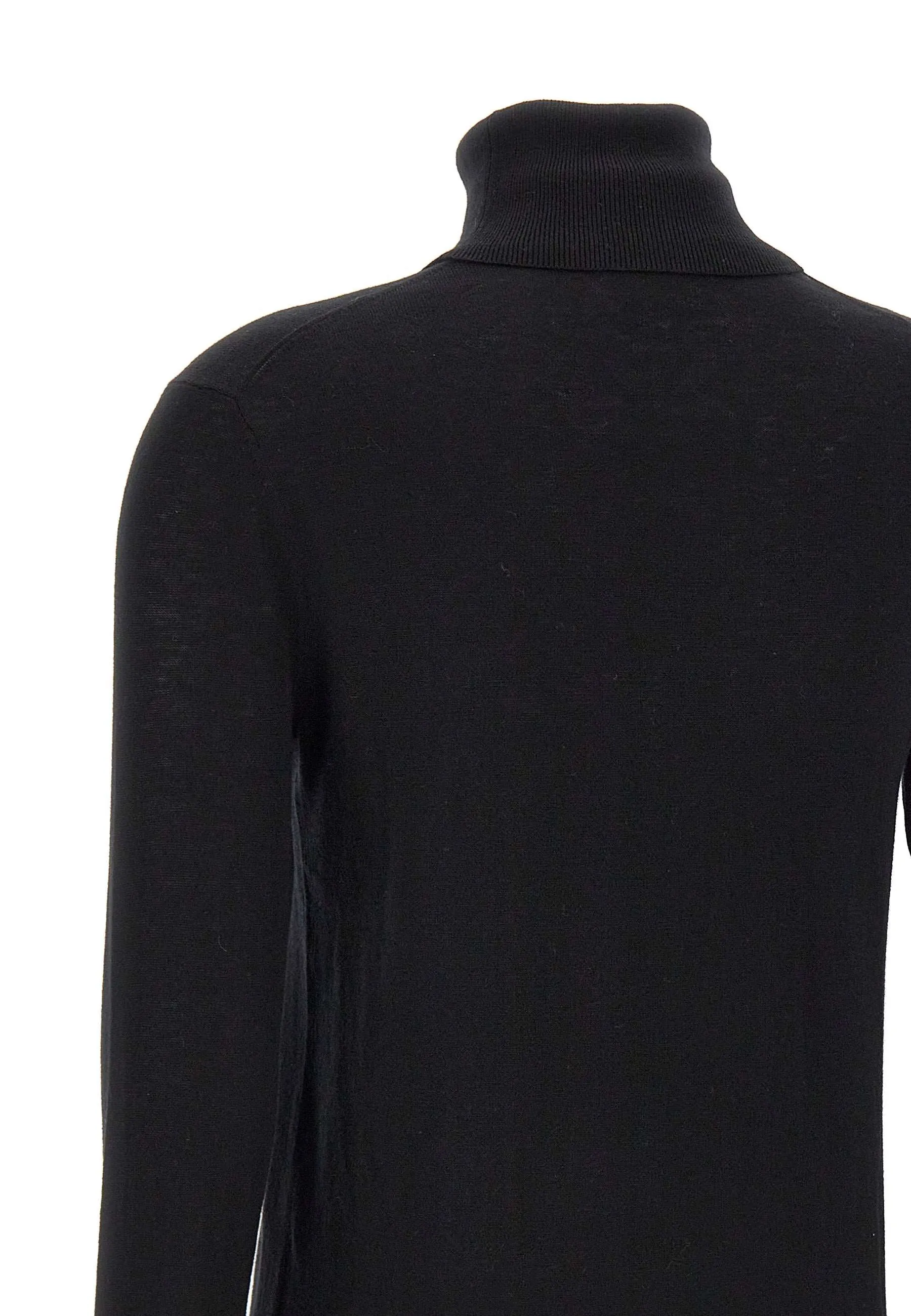 Black Turtleneck Wool and Cotton Sweater