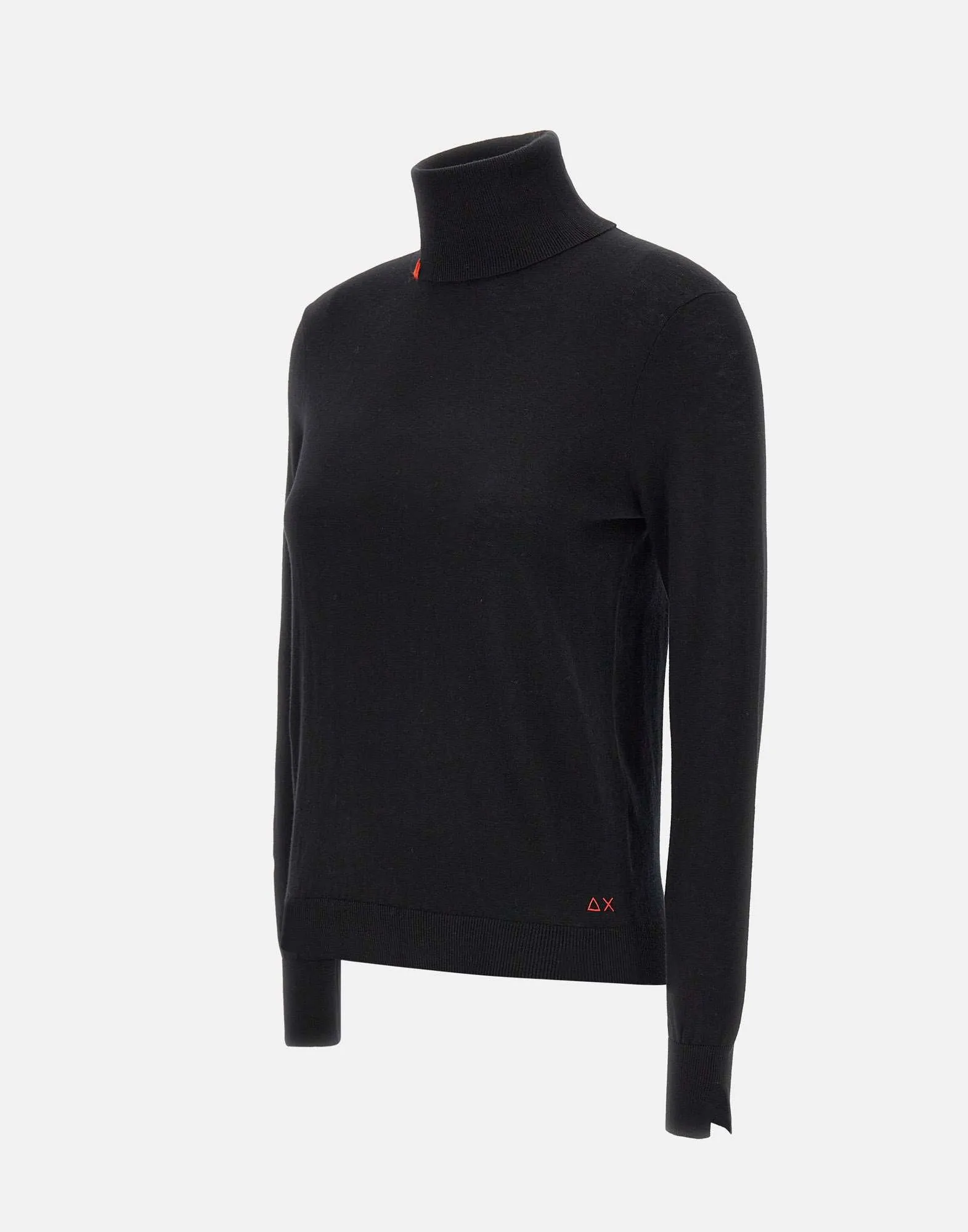 Black Turtleneck Wool and Cotton Sweater