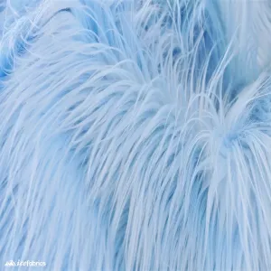 Blue Shaggy Mohair Faux Fur Fabric/ 3-4 Inches Long Pile