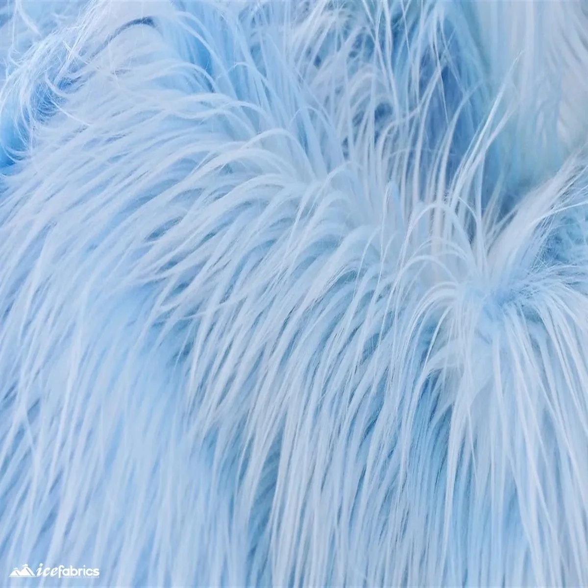 Blue Shaggy Mohair Faux Fur Fabric/ 3-4 Inches Long Pile