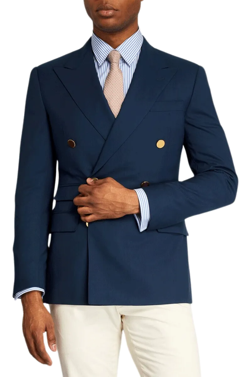 Blue White regular fit 2-Piece Double Breasted Suit