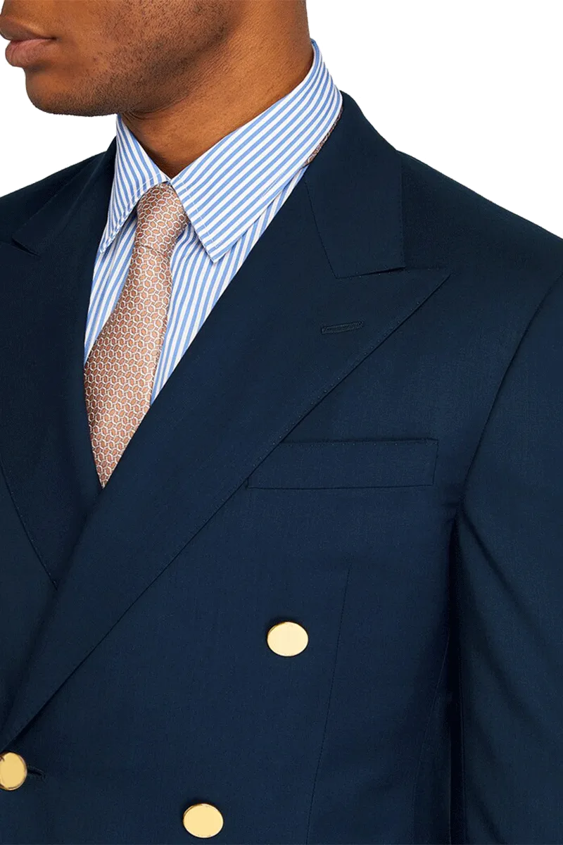 Blue White regular fit 2-Piece Double Breasted Suit