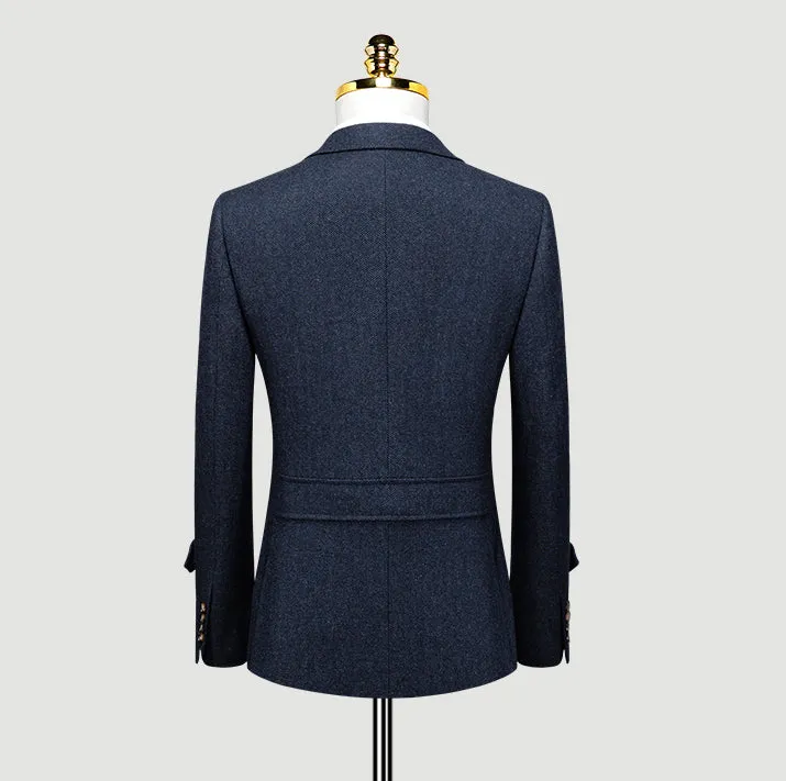 Blue Wool Blend Vintage Suit