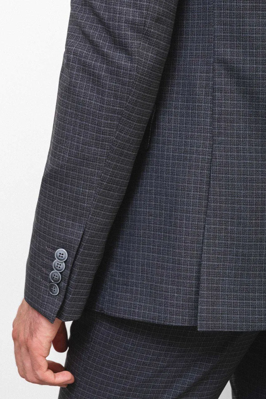 Bojoni Trivento Dark Gray Checked Slim Fit Suit