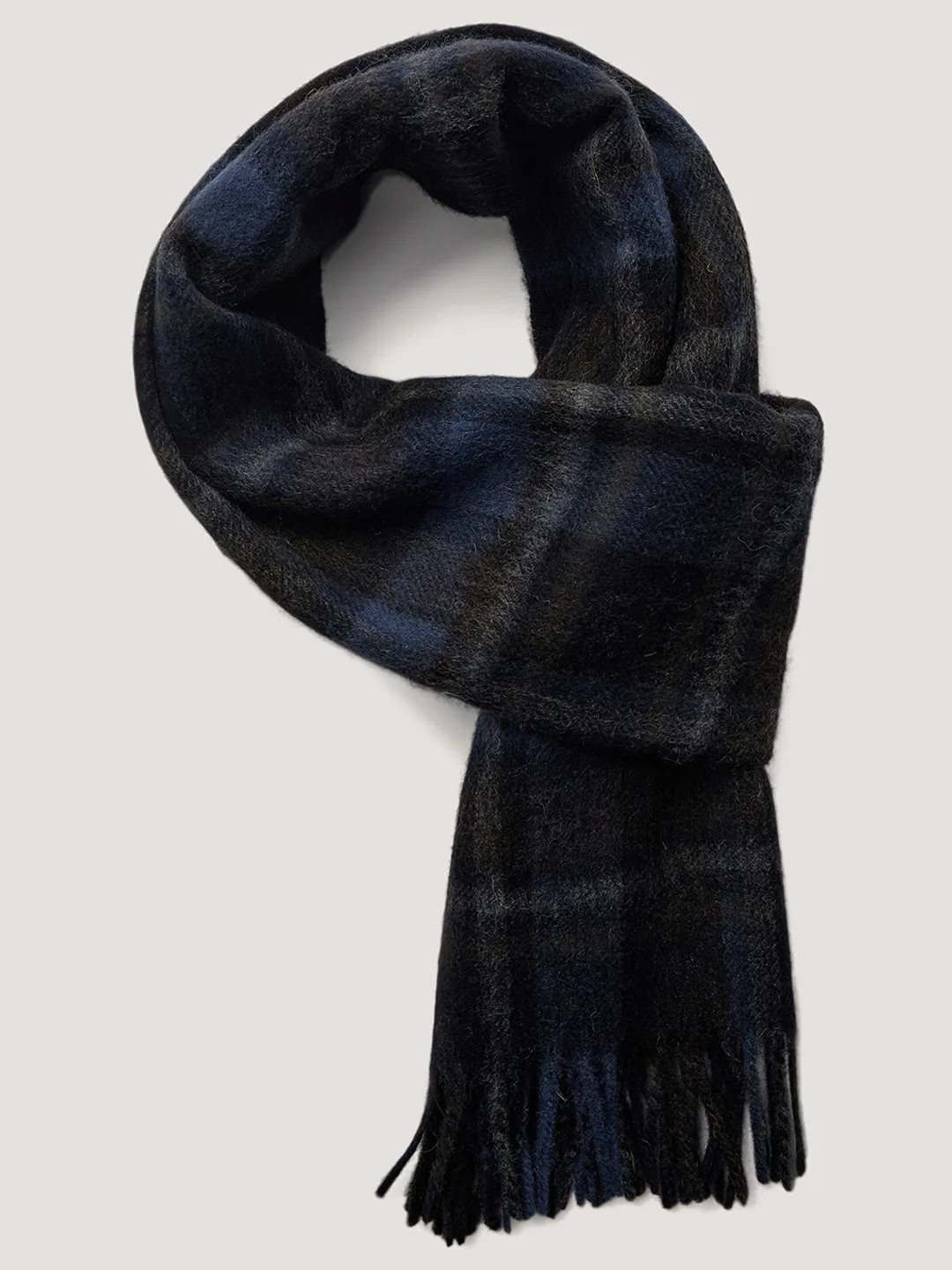 Bruun & Stengade Men Blue Checked Fringed Muffler