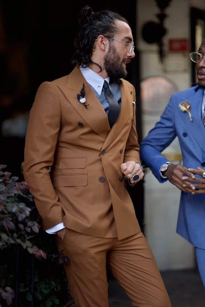 Camel Double Breasted Suit