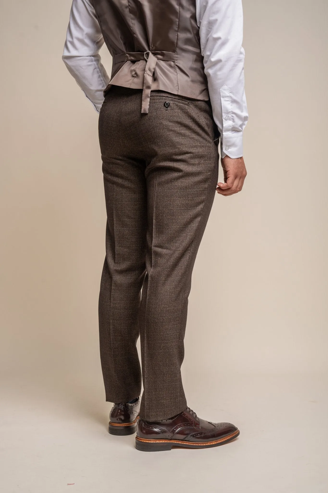 Caridi Brown with Lennox Beige Double Breasted Waistcoat