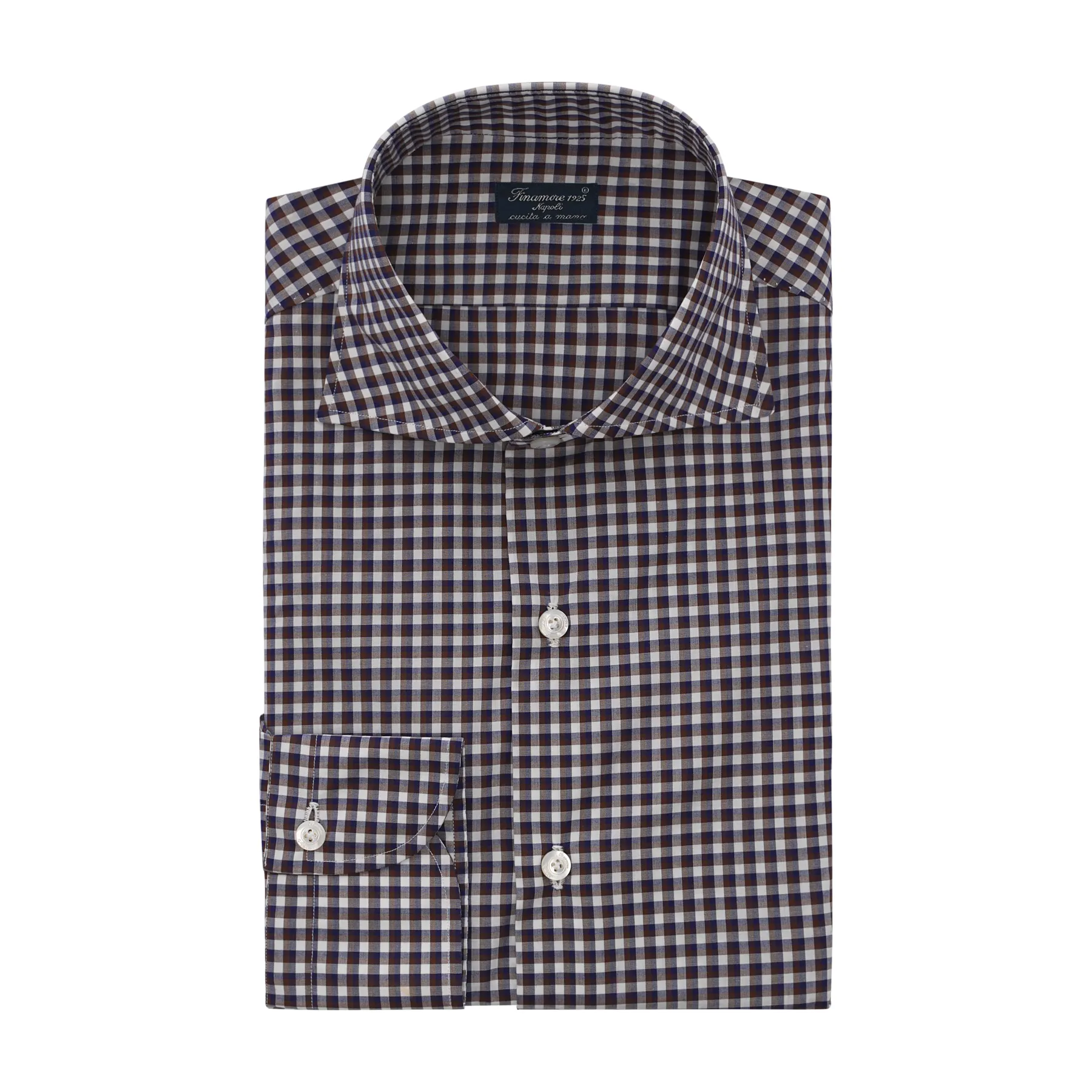 Checked Cotton Shirt in Brown