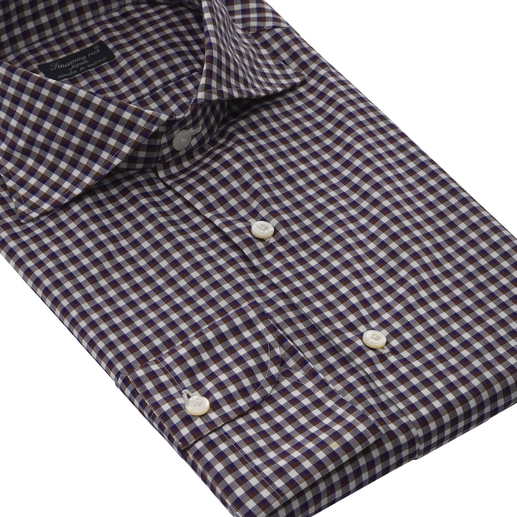 Checked Cotton Shirt in Brown