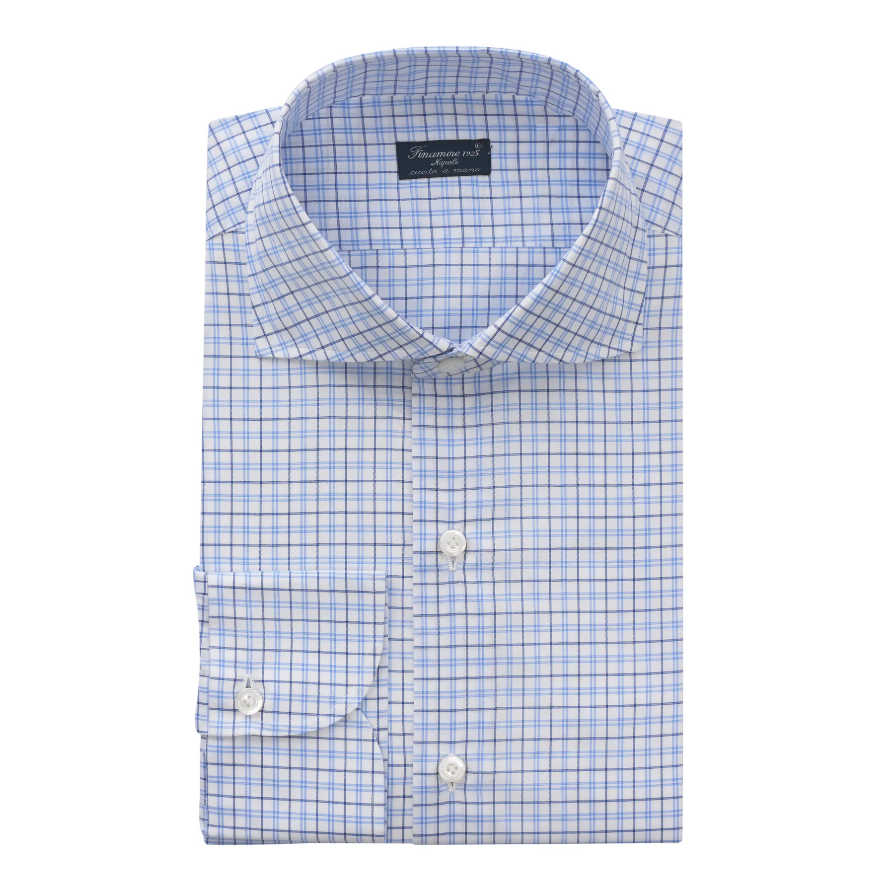 Checked Cotton Shirt in Light Blue