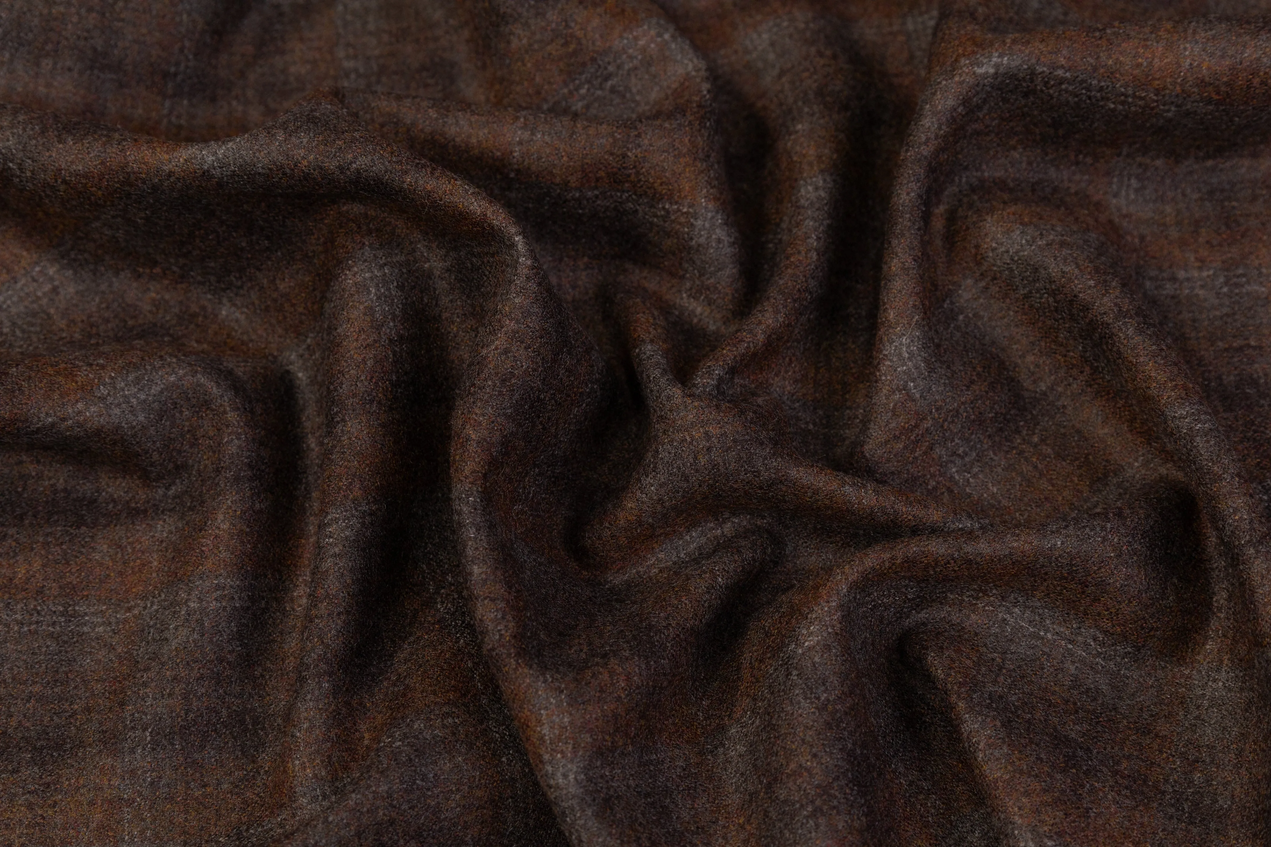 Checked Italian Flannel Wool Suiting - Brown