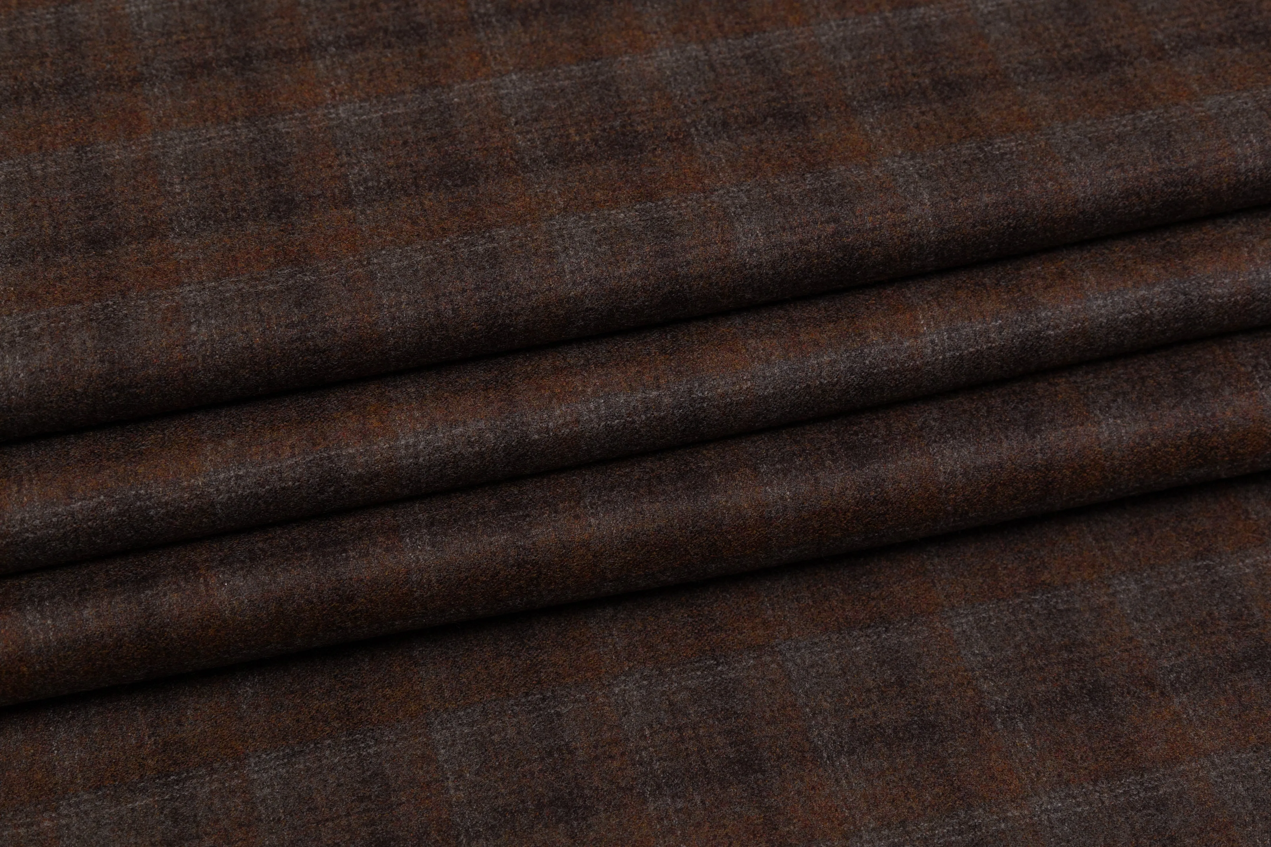 Checked Italian Flannel Wool Suiting - Brown