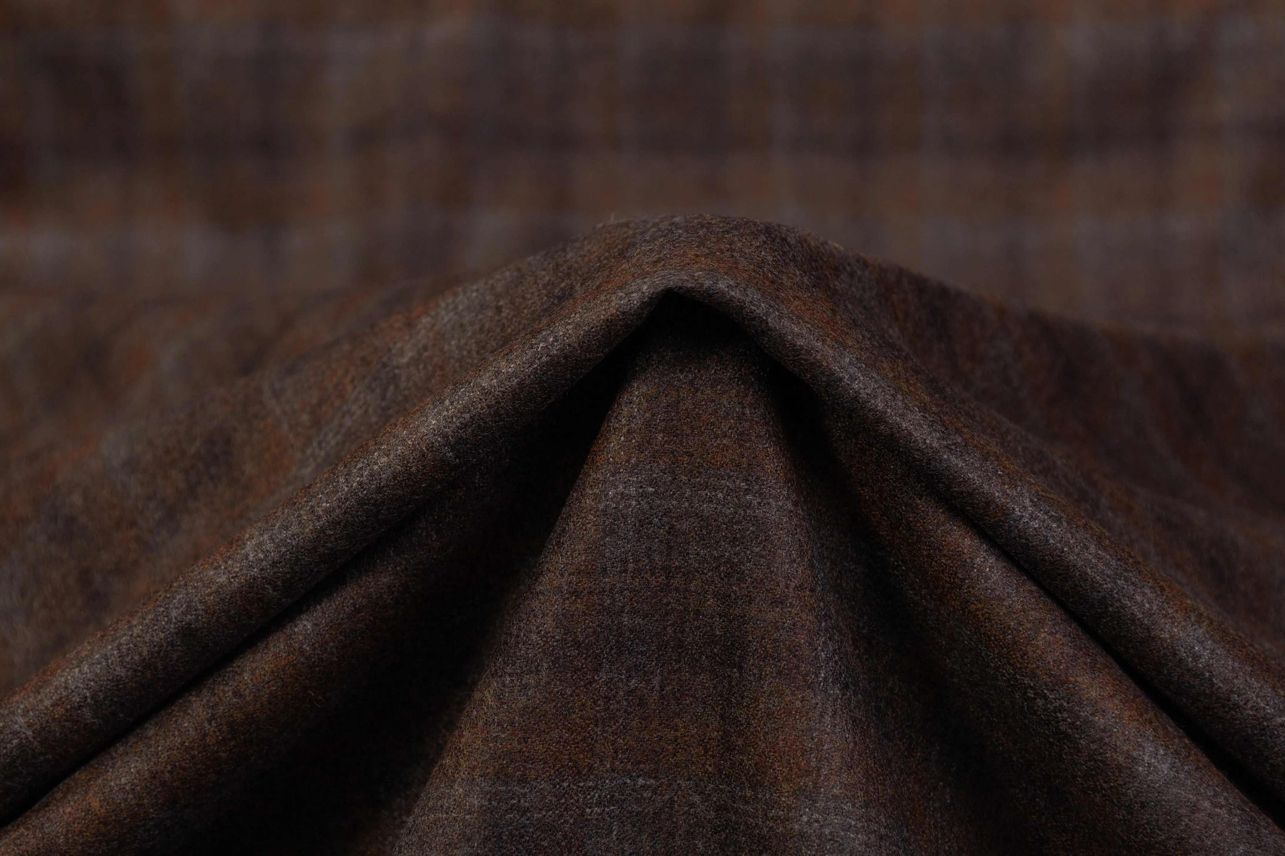 Checked Italian Flannel Wool Suiting - Brown