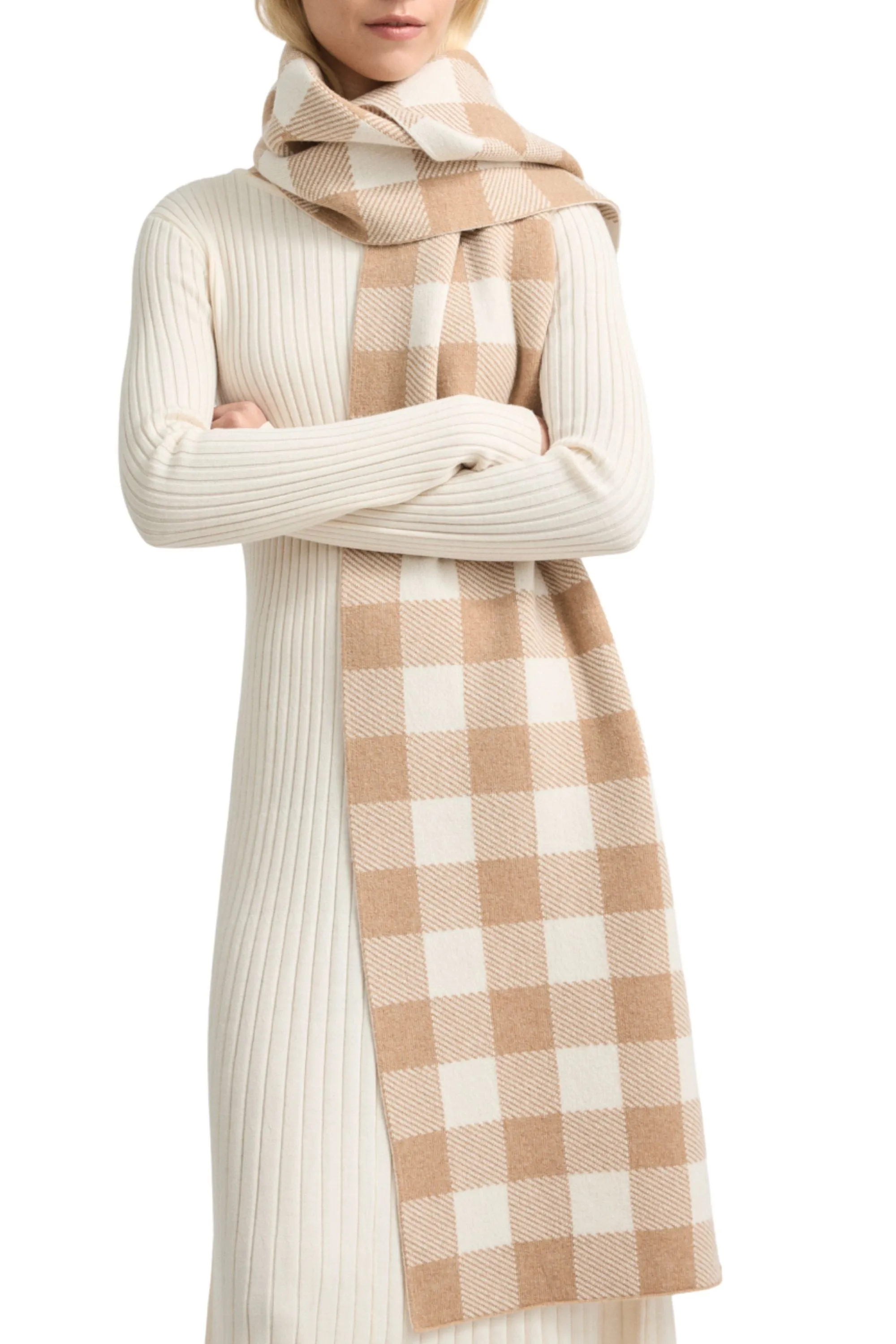 CHECKED WOOL SCARF - 9068