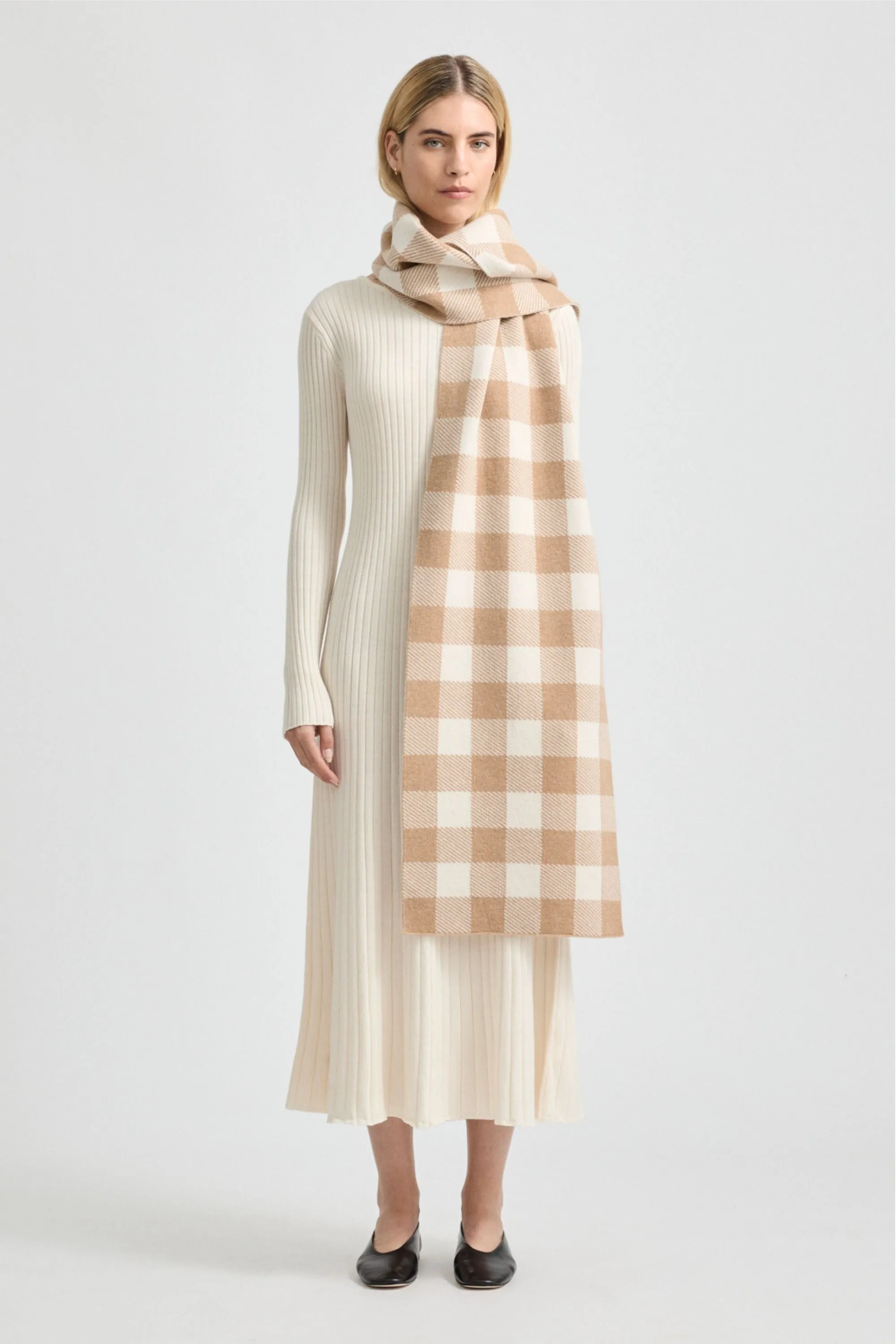 CHECKED WOOL SCARF - 9068