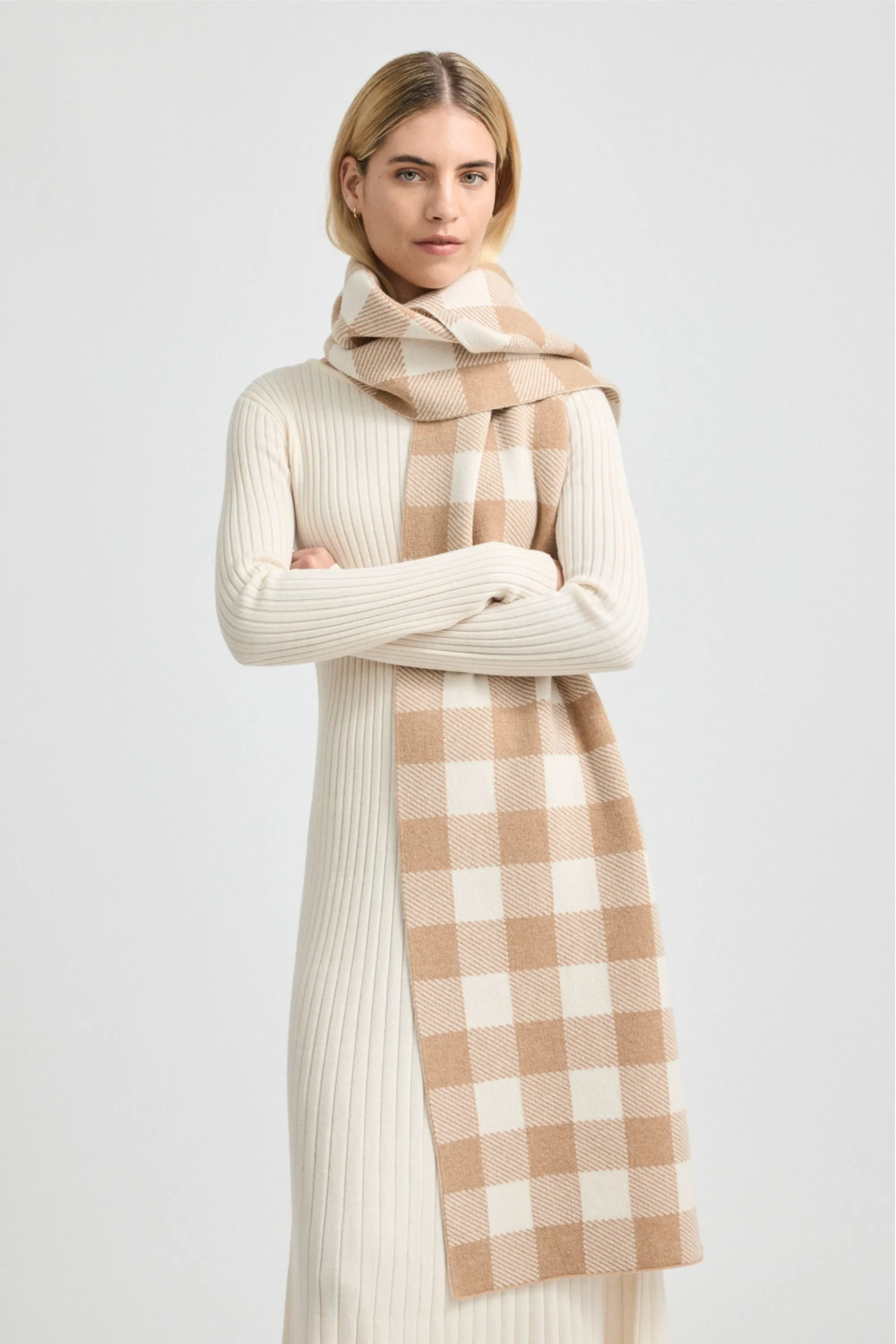 CHECKED WOOL SCARF - 9068