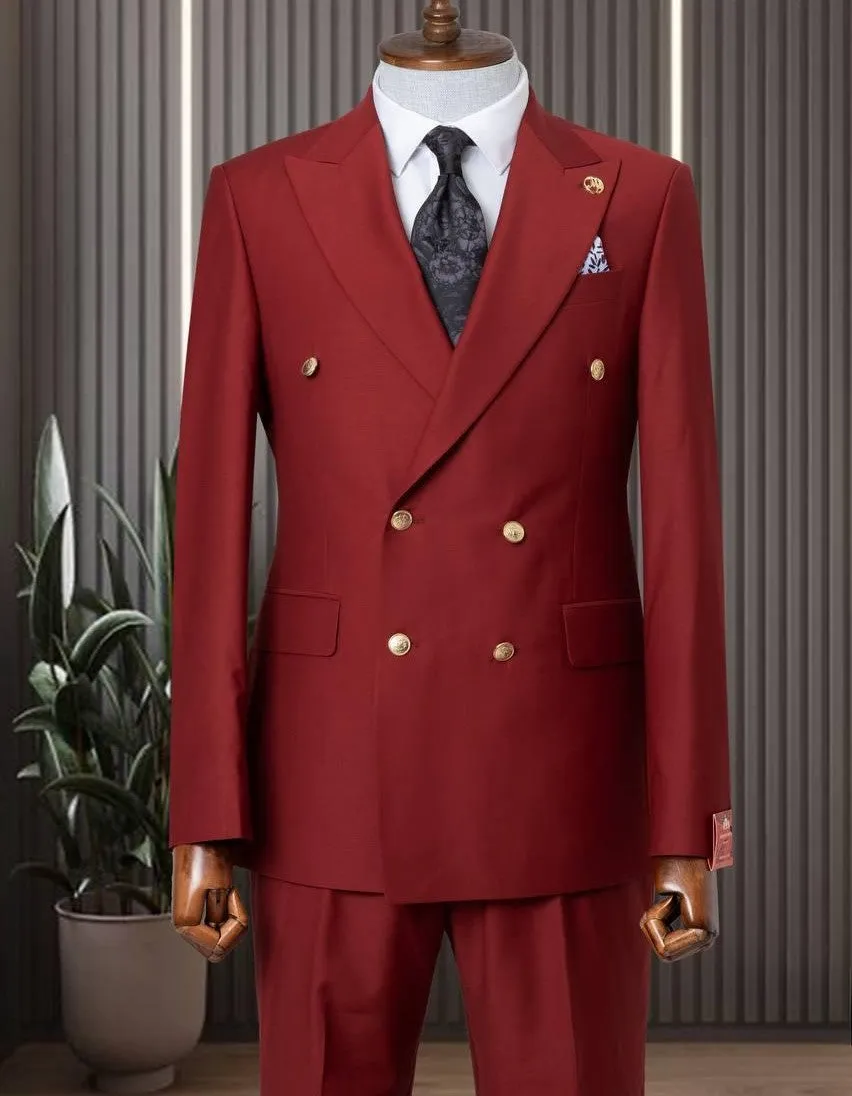 Classic Maroon Double Breasted Suit