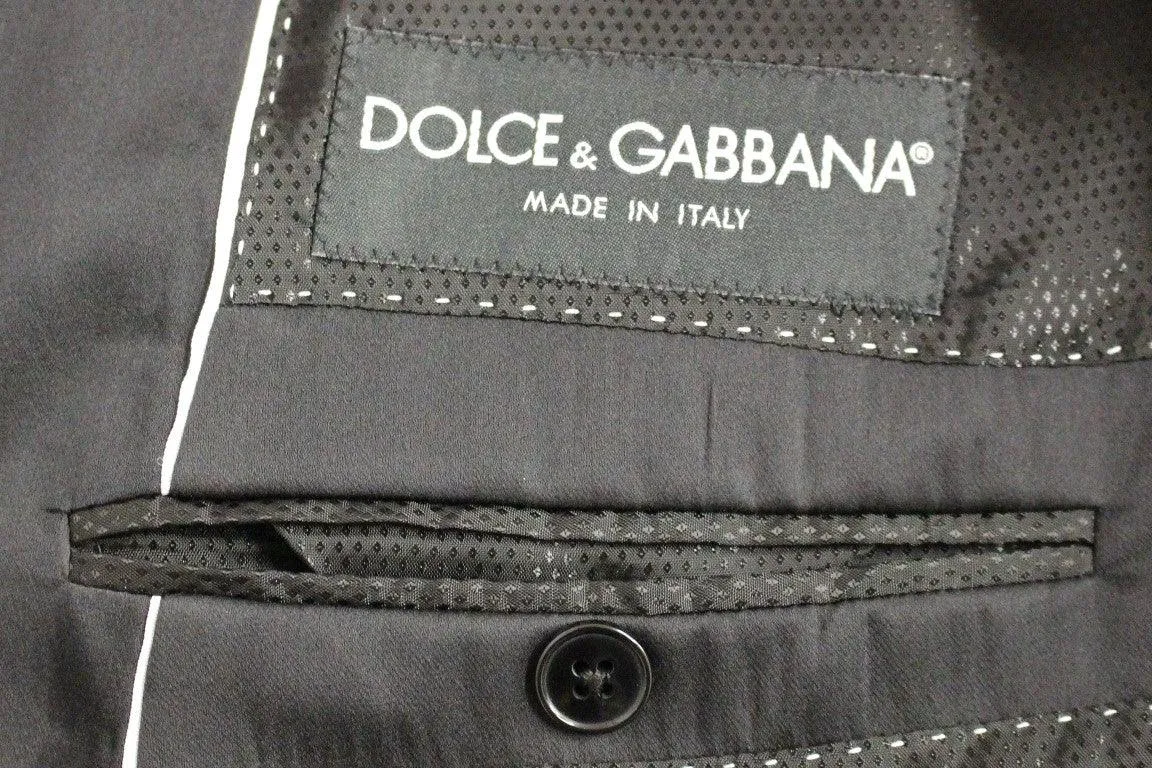 Dolce & Gabbana Black Striped Double Breasted Slim Fit Suit