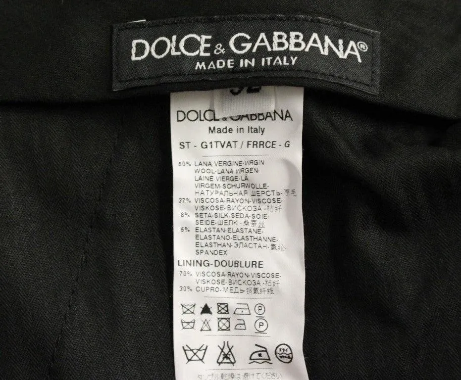 Dolce & Gabbana Black Striped Double Breasted Slim Fit Suit