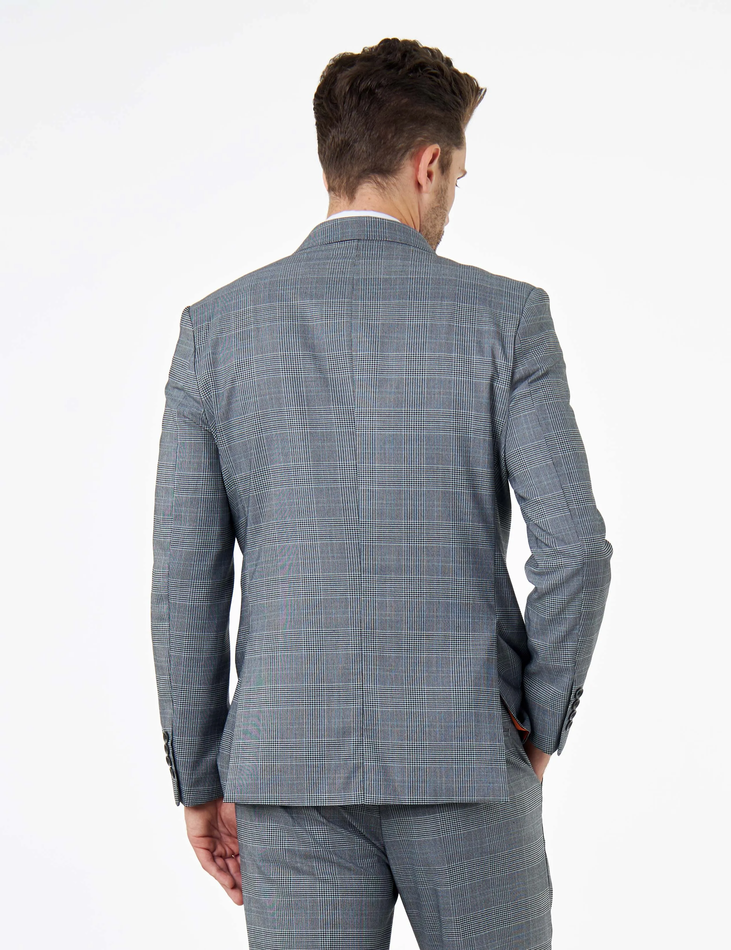 EKON - Grey Double Breasted Prince of Wales Check Suit