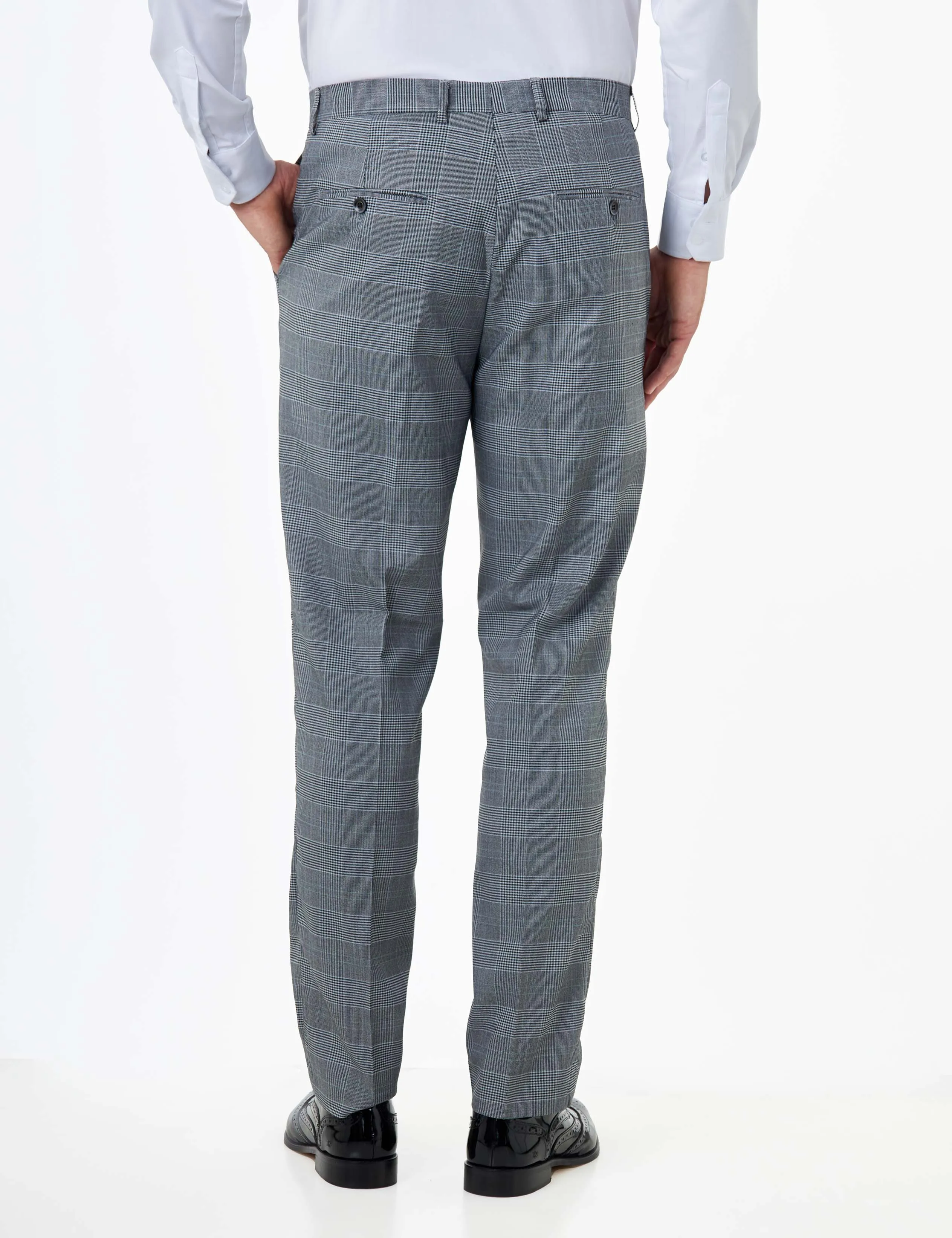 EKON - Grey Double Breasted Prince of Wales Check Suit