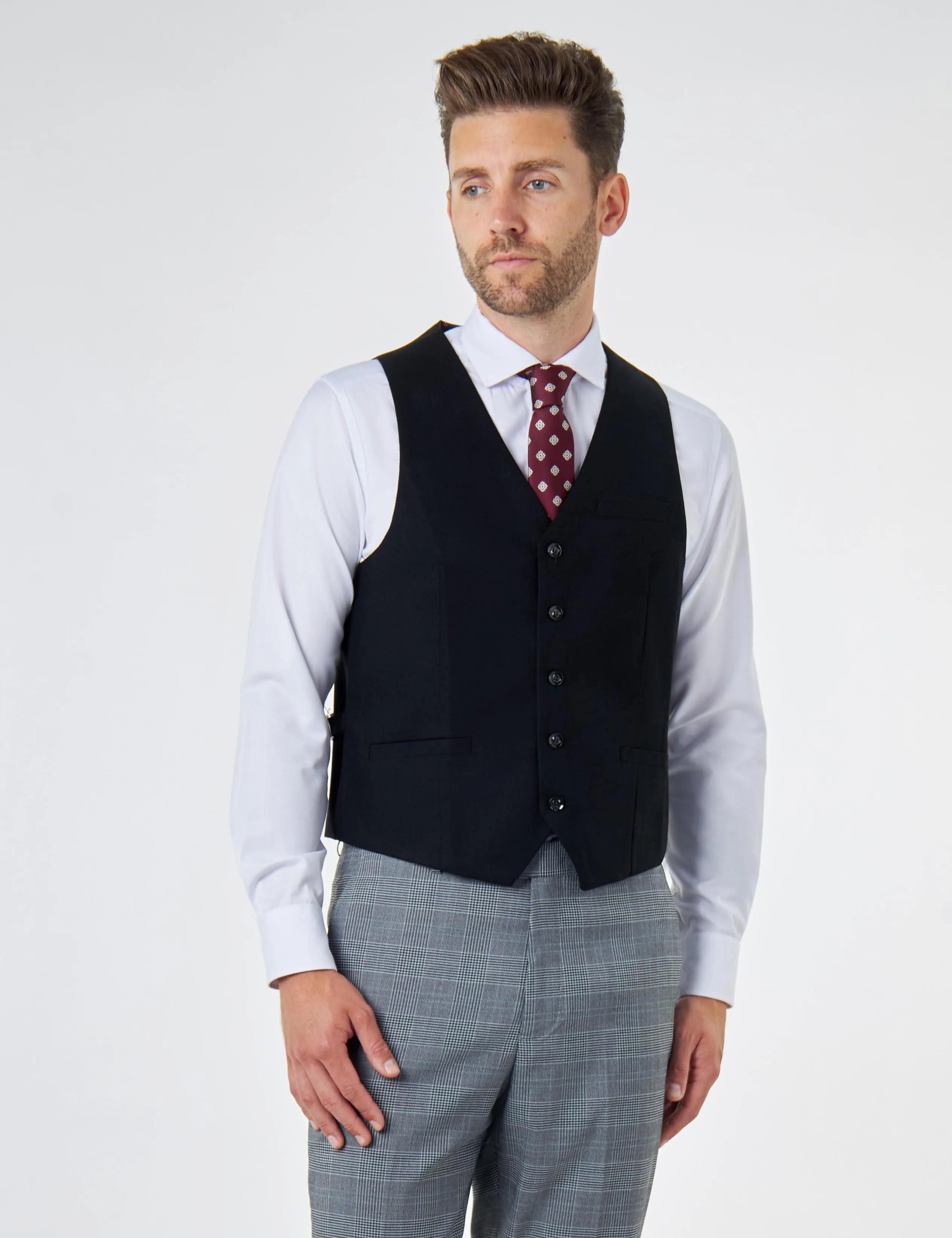 EKON - Grey Prince of Wales Check Wedding Suit