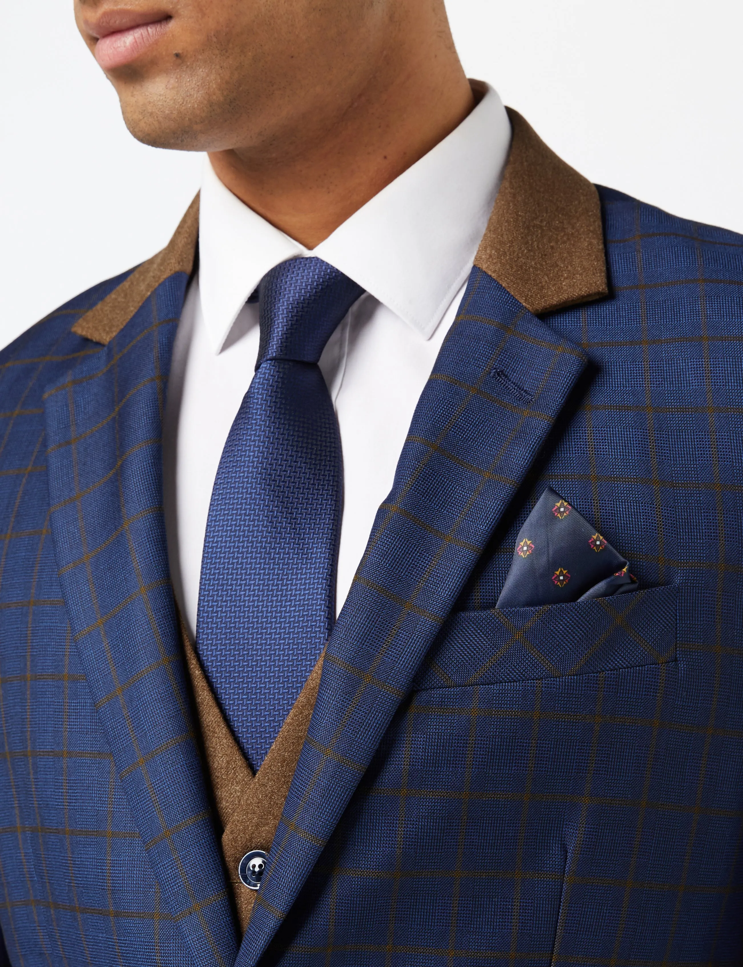 FALCO Blue Grid Check Suit