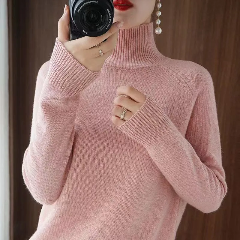 Fashionkova  Turtleneck Cashmere Sweater Women Autumn Winter Casual Solid Color Pullover Sweaters Female Long-Sleeved Loose Bottoming Sweater