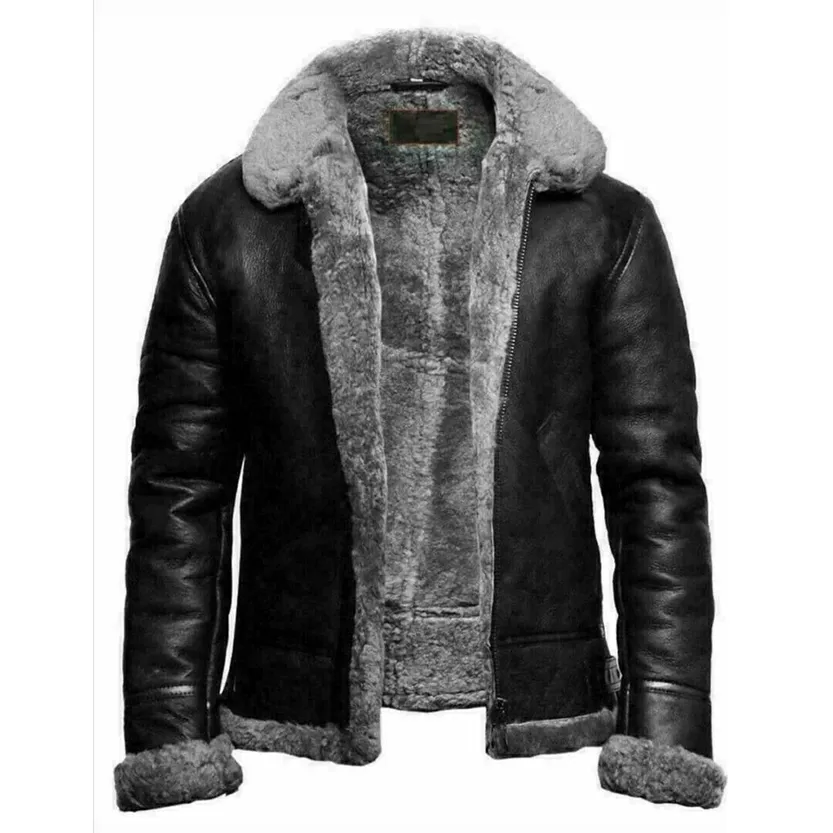 Funki Buys | Jackets | Men's Faux Fur Faux Leather Flight Jacket