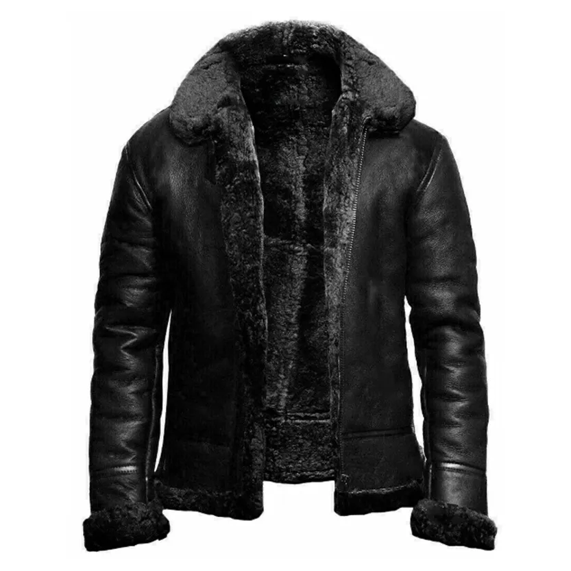 Funki Buys | Jackets | Men's Faux Fur Faux Leather Flight Jacket