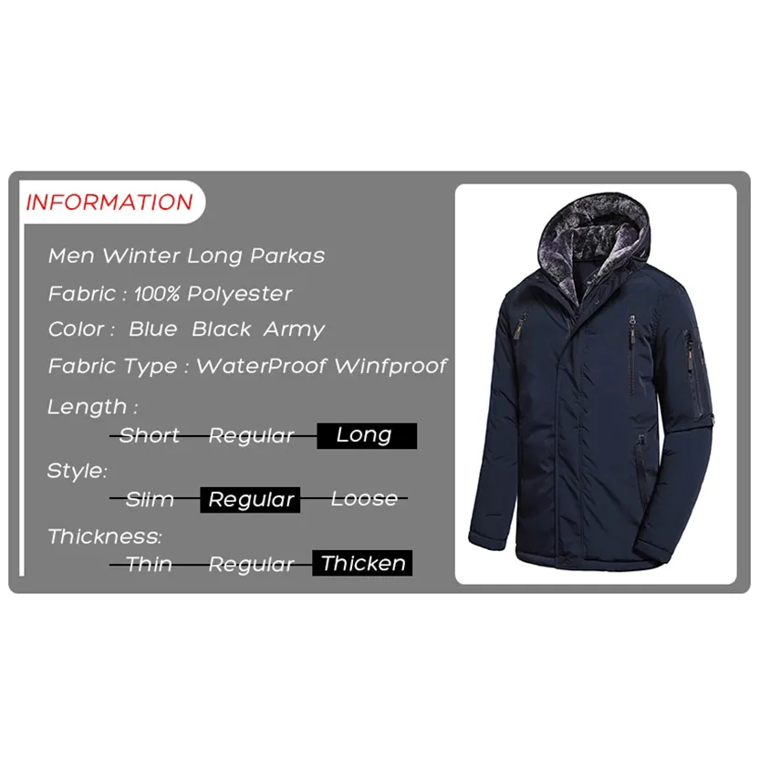 Funki Buys | Jackets | Men's Long Thick Fleece Hooded Parkas