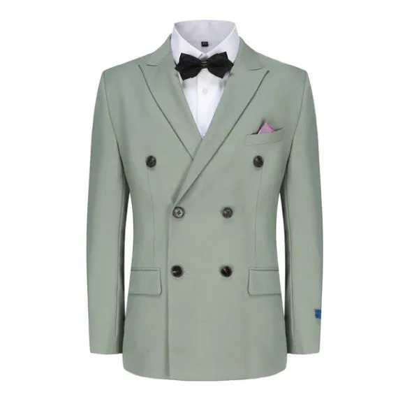 Gino Vitale Slim Fit Double Breasted Two Piece Suit - Sage