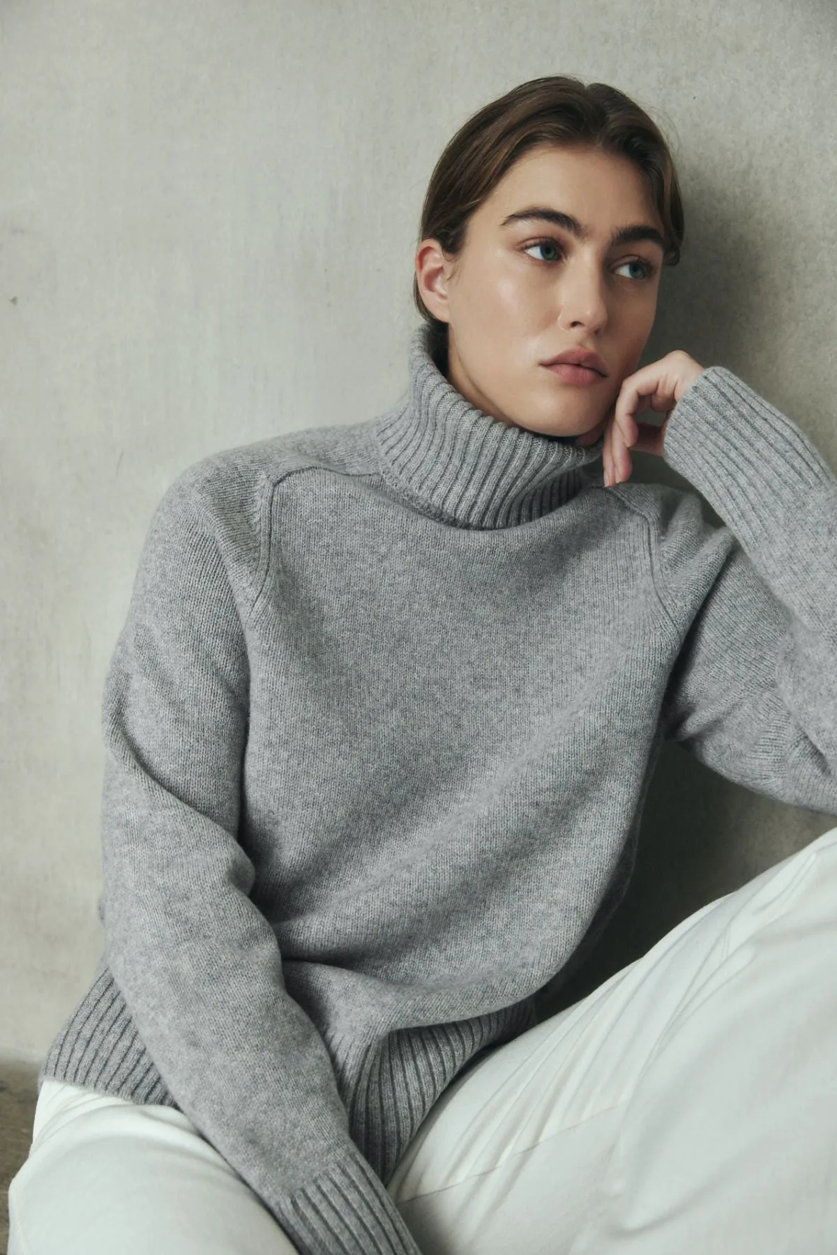 Grey Caqui Turtleneck Jumper Ecoalf