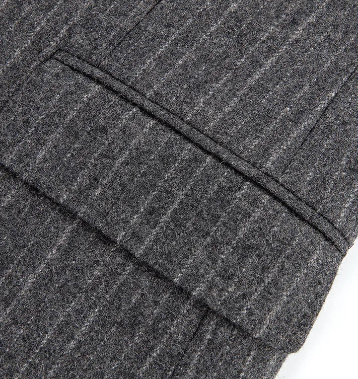 Grey Stripe Wool Blend Winter Suit